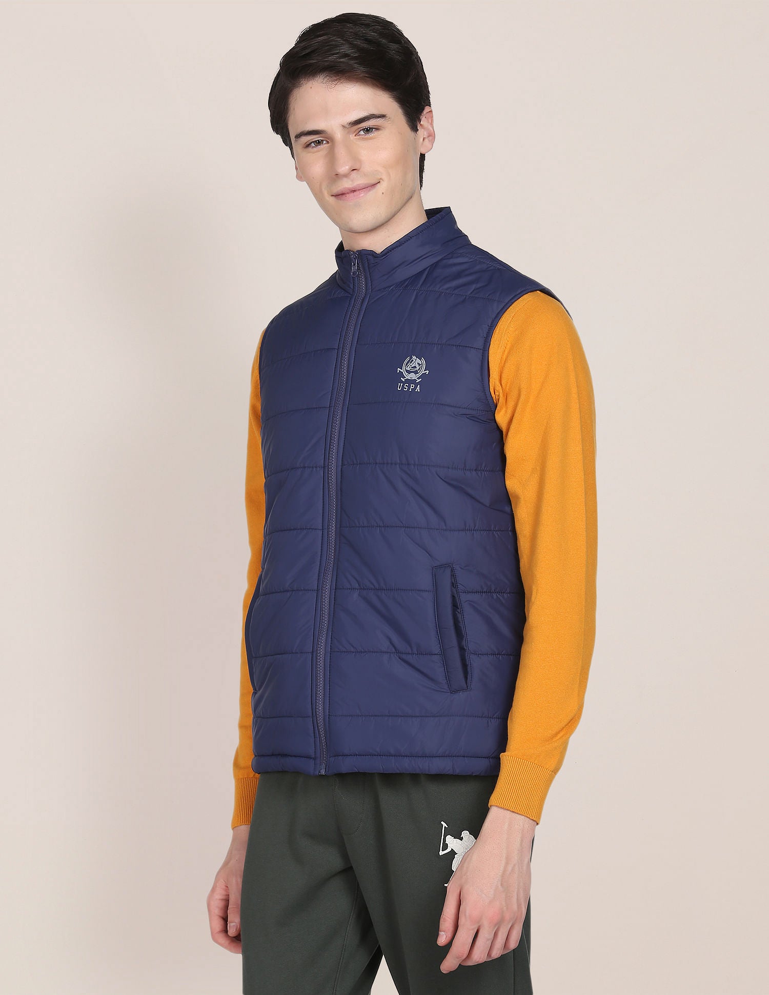 Solid Sleeveless Puffer Jacket Navy - U.S. POLO ASSN. | Large