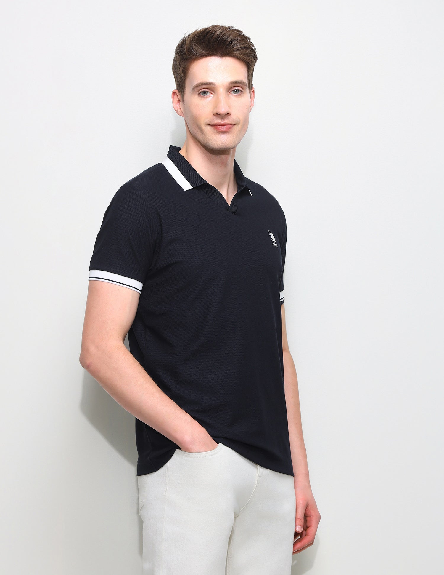 Solid Slim Fit Polo Shirt Navy - U.S. Polo Assn. India | Large