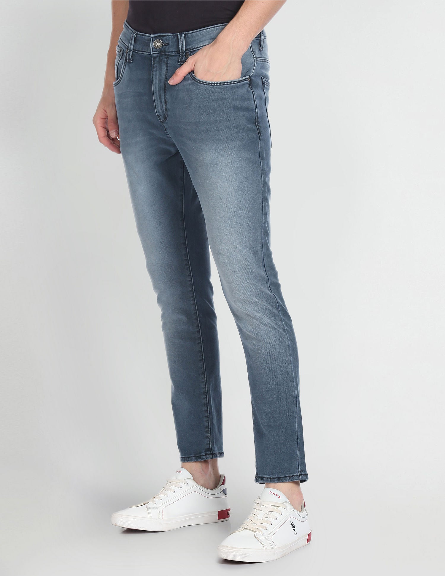 Henry Cropped Stone Wash Jeans Blue - U.S. Polo Assn. India | Large