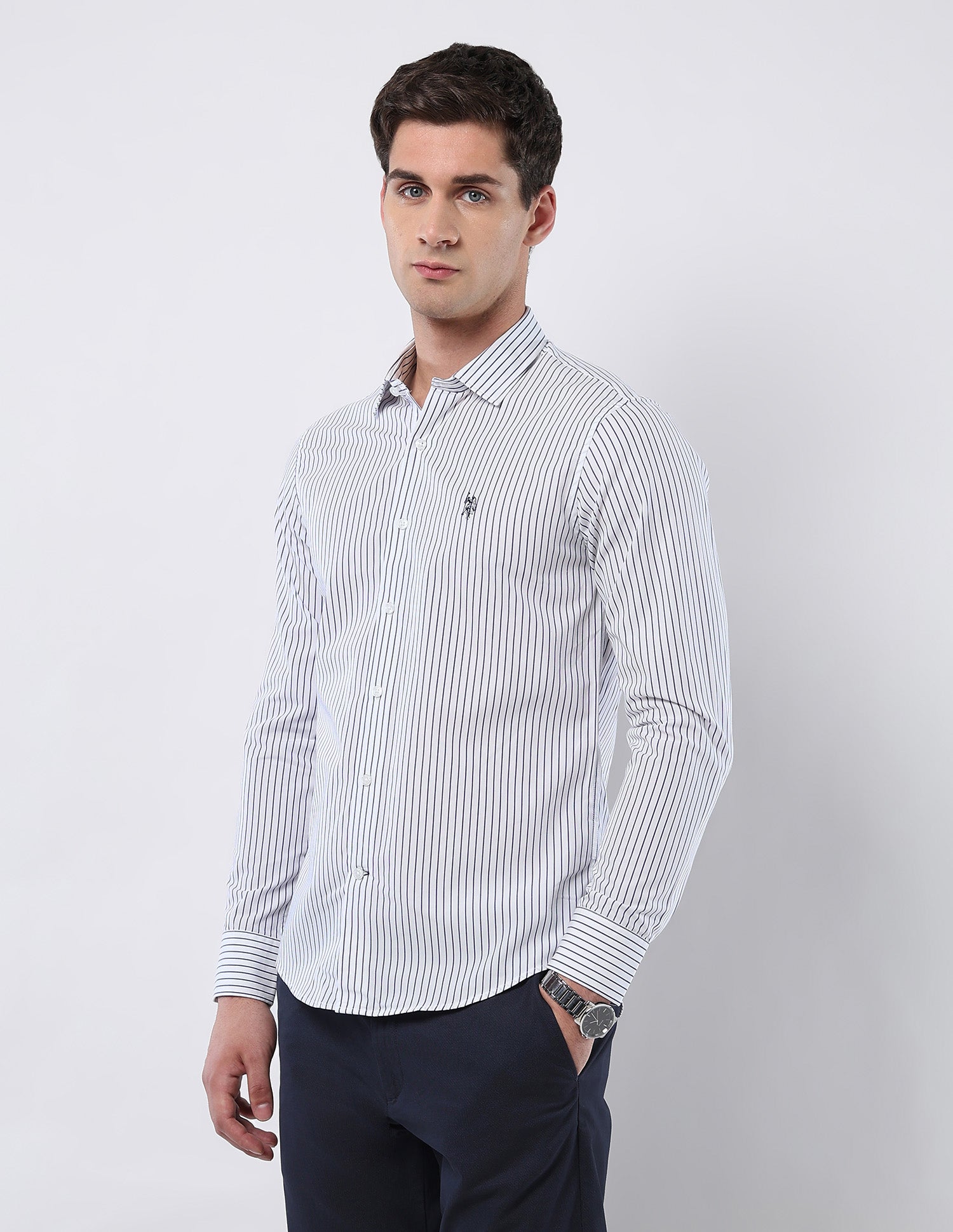 Tailored Fit Vertical Striped Shirt Blue - U.S. POLO ASSN. | Large