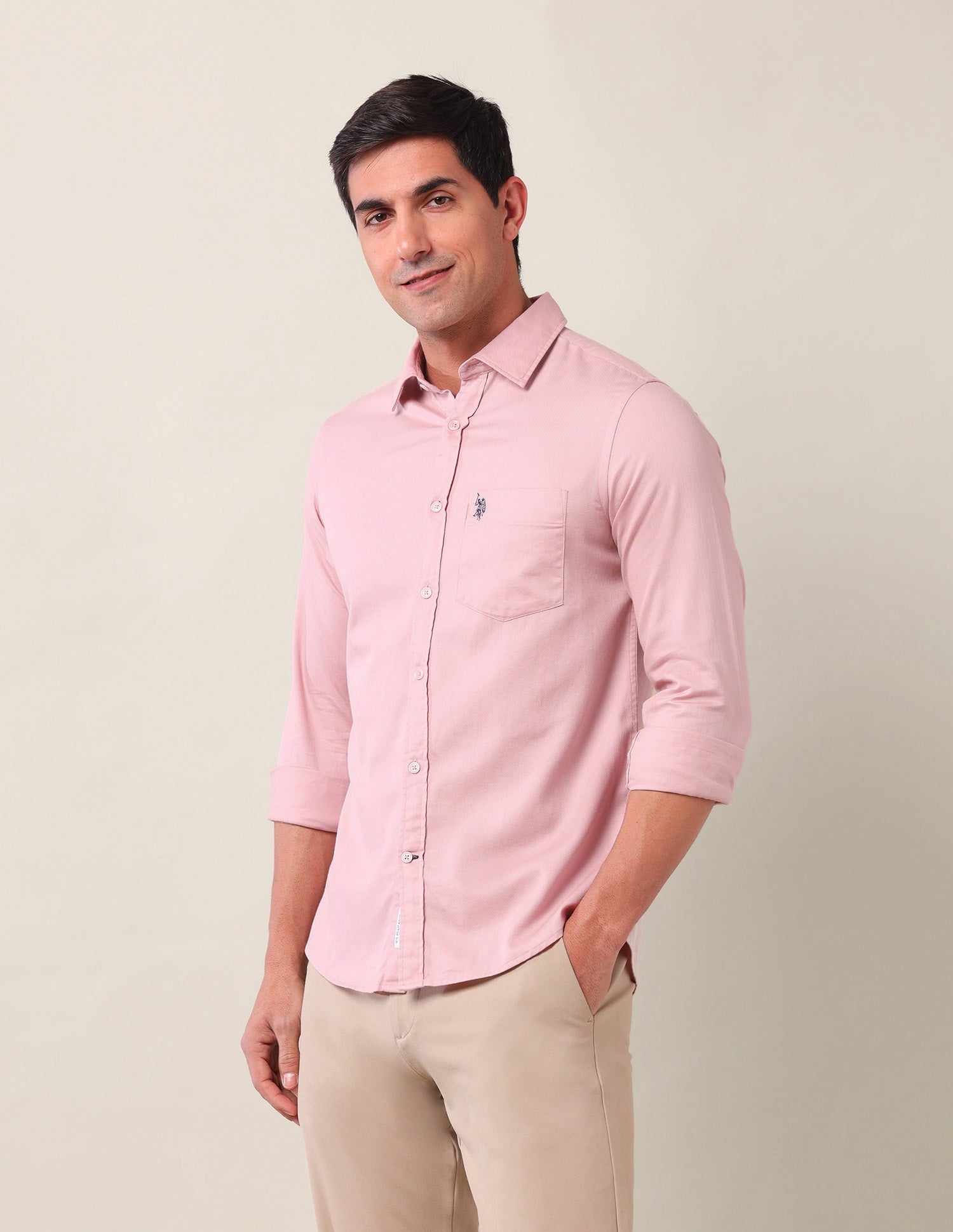 Solid Dobby Shirt Light Pink - U.S. Polo Assn. India | Large