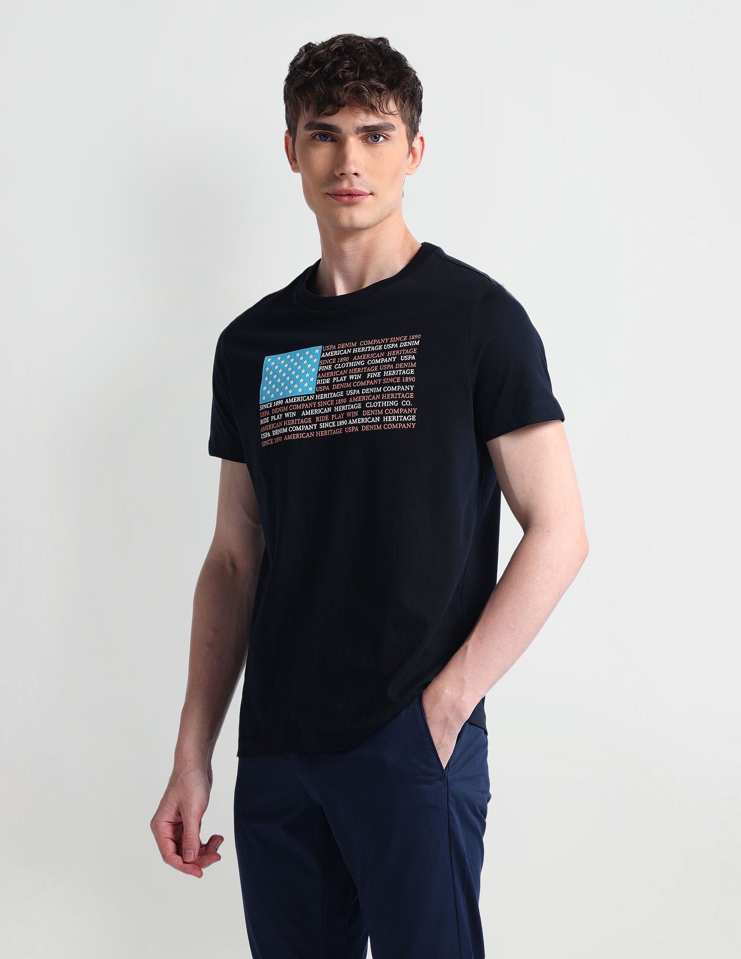 Crew Neck Muscle Fit T-Shirt Navy - U.S. POLO ASSN. | Large