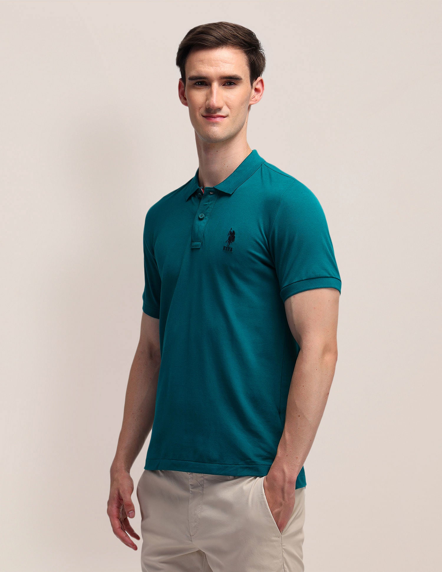 Solid Slim Fit Polo Shirt Green - U.S. POLO ASSN. | Large