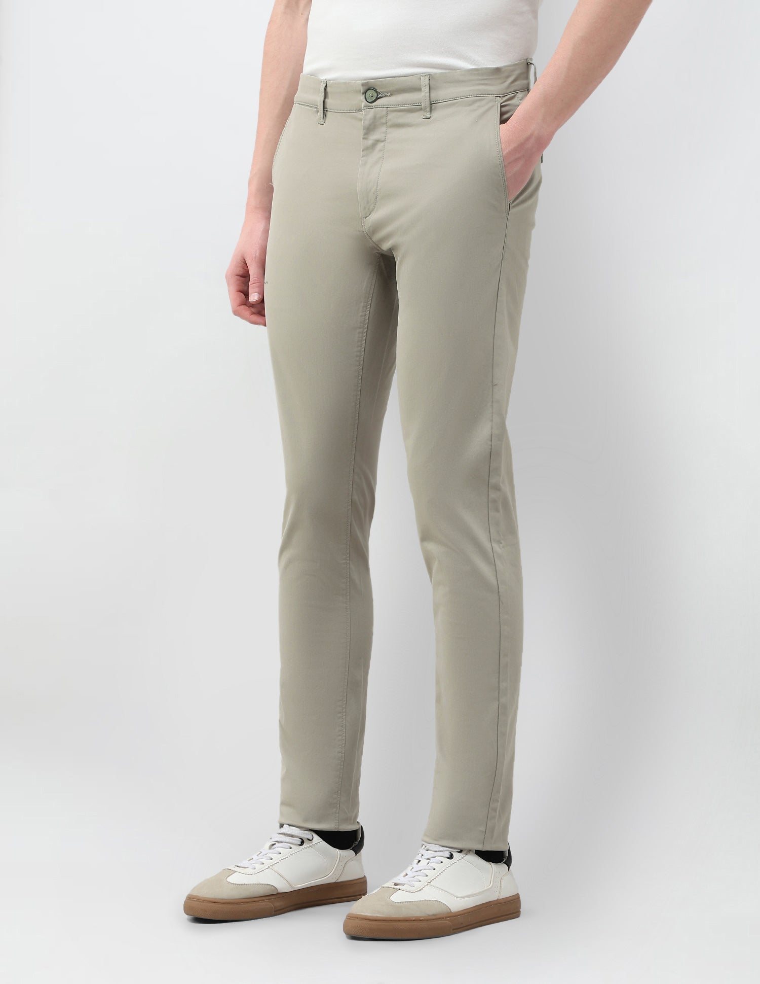 Austin Slim Fit Satin Trousers Light Olive - U.S. Polo Assn. India | Large