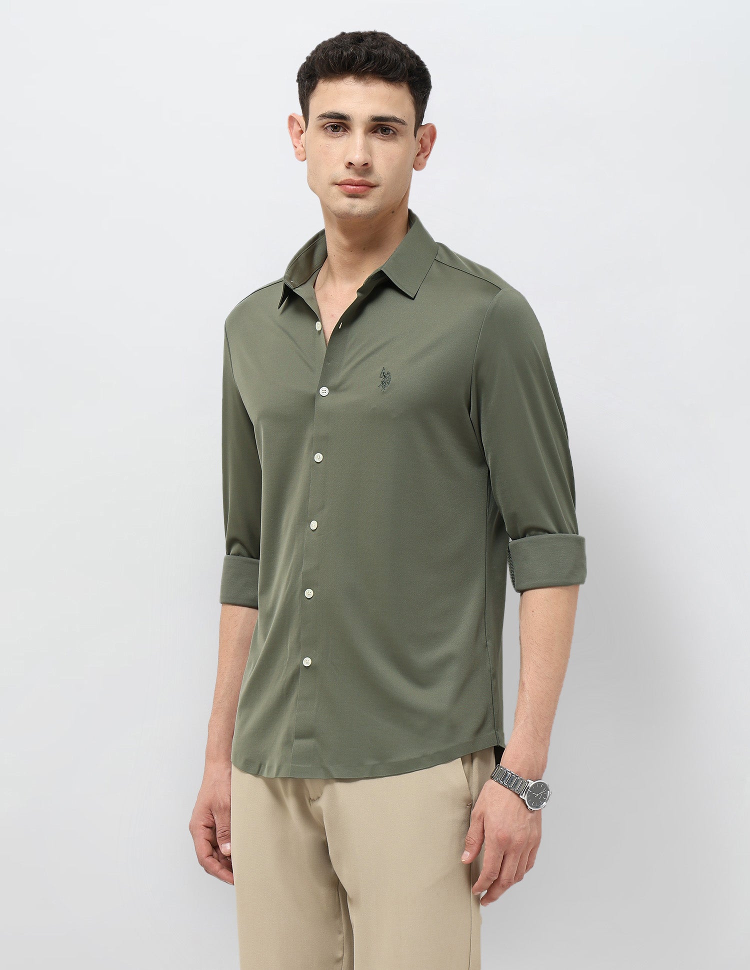 Solid Tailored Fit Shirt Sage - U.S. POLO ASSN. | Large