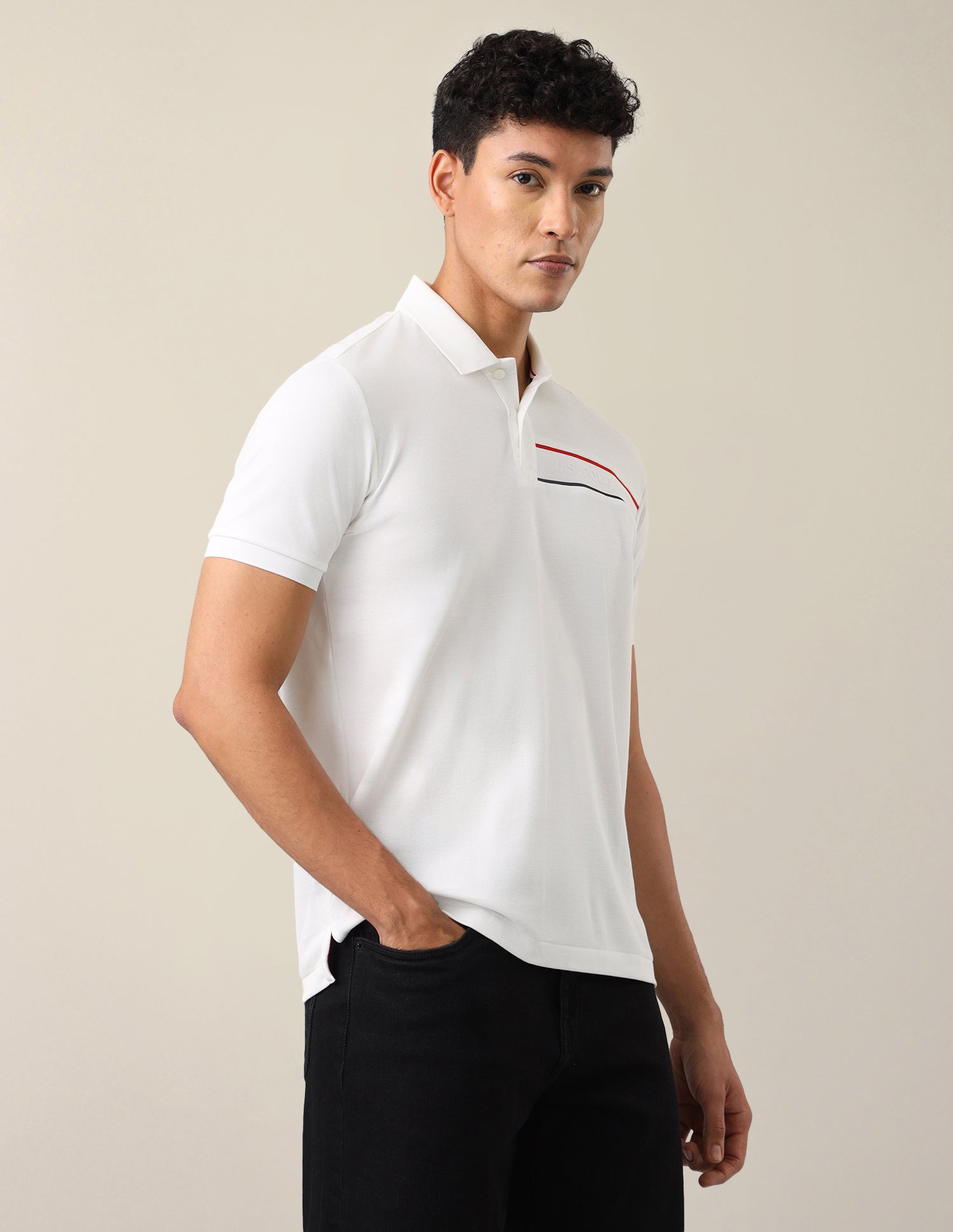 Solid Slim Fit Polo Shirt White - U.S. Polo Assn. India | Large