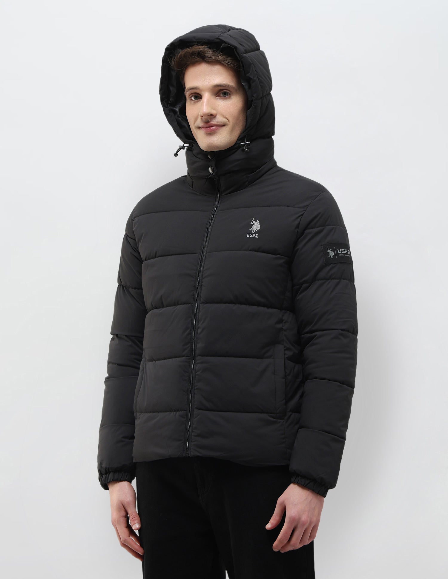 Detachable Hood Puffer Jacket Black - U.S. Polo Assn. India | Large