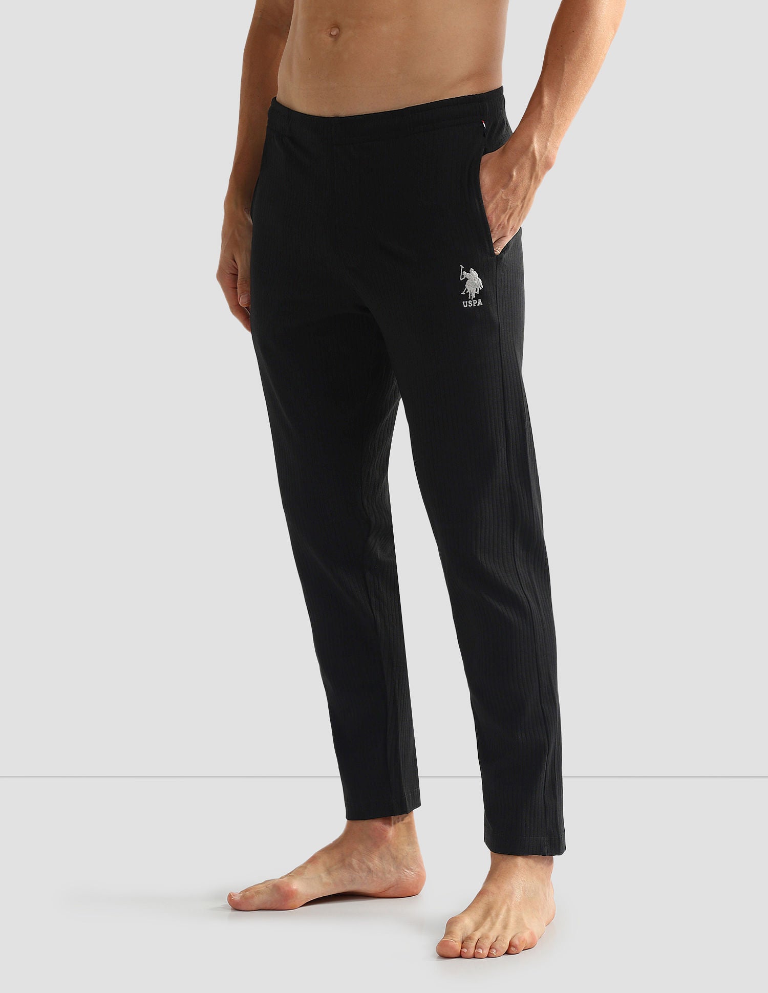 All Over Stripe OELP4 Lounge Track Pants - Pack Of 1 Black - U.S. POLO ASSN. | Large