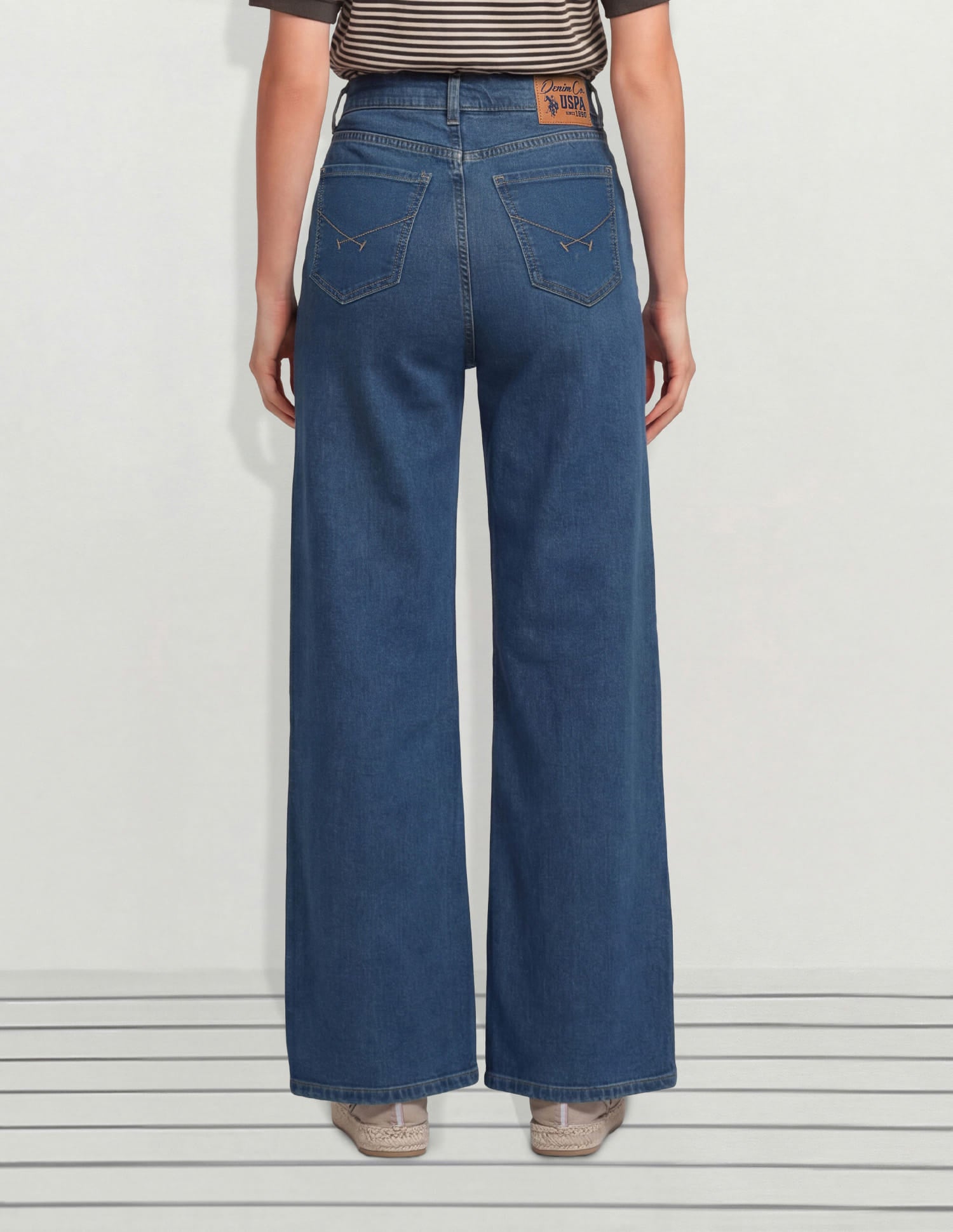 High Rise Wide Leg Fit Jeans Blue - U.S. Polo Assn. India | Large