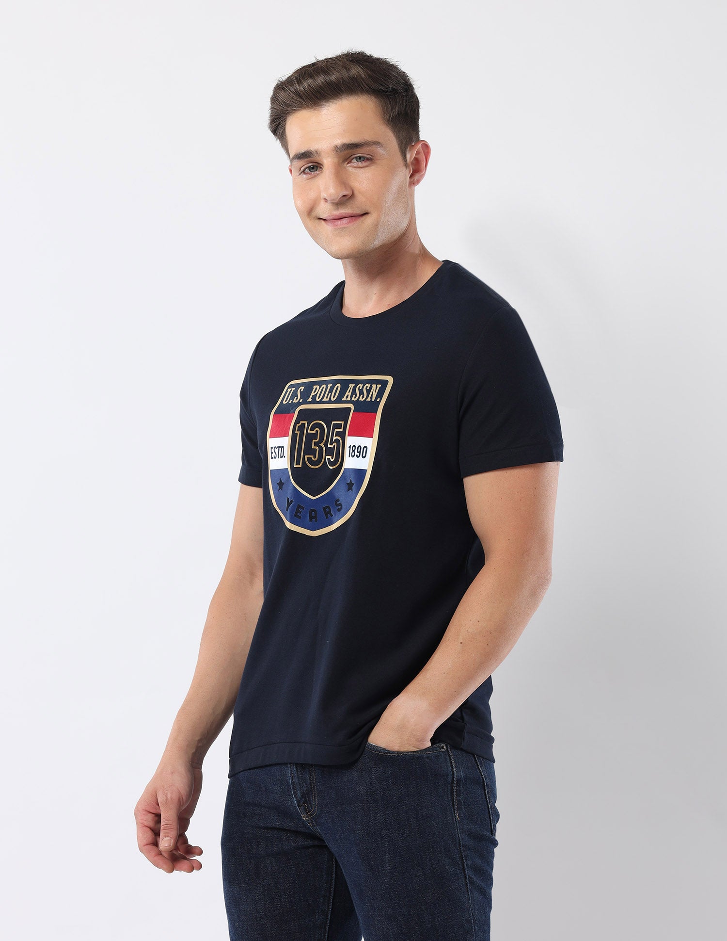 Brand Printed 135 Anniversary T-Shirt Navy - U.S. Polo Assn. India | Large