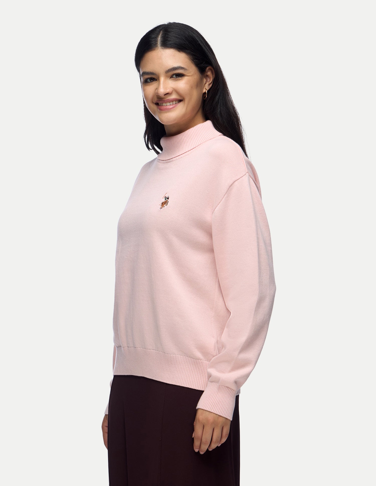 Solid Regular Fit Sweater Light Pink - U.S. Polo Assn. India | Large
