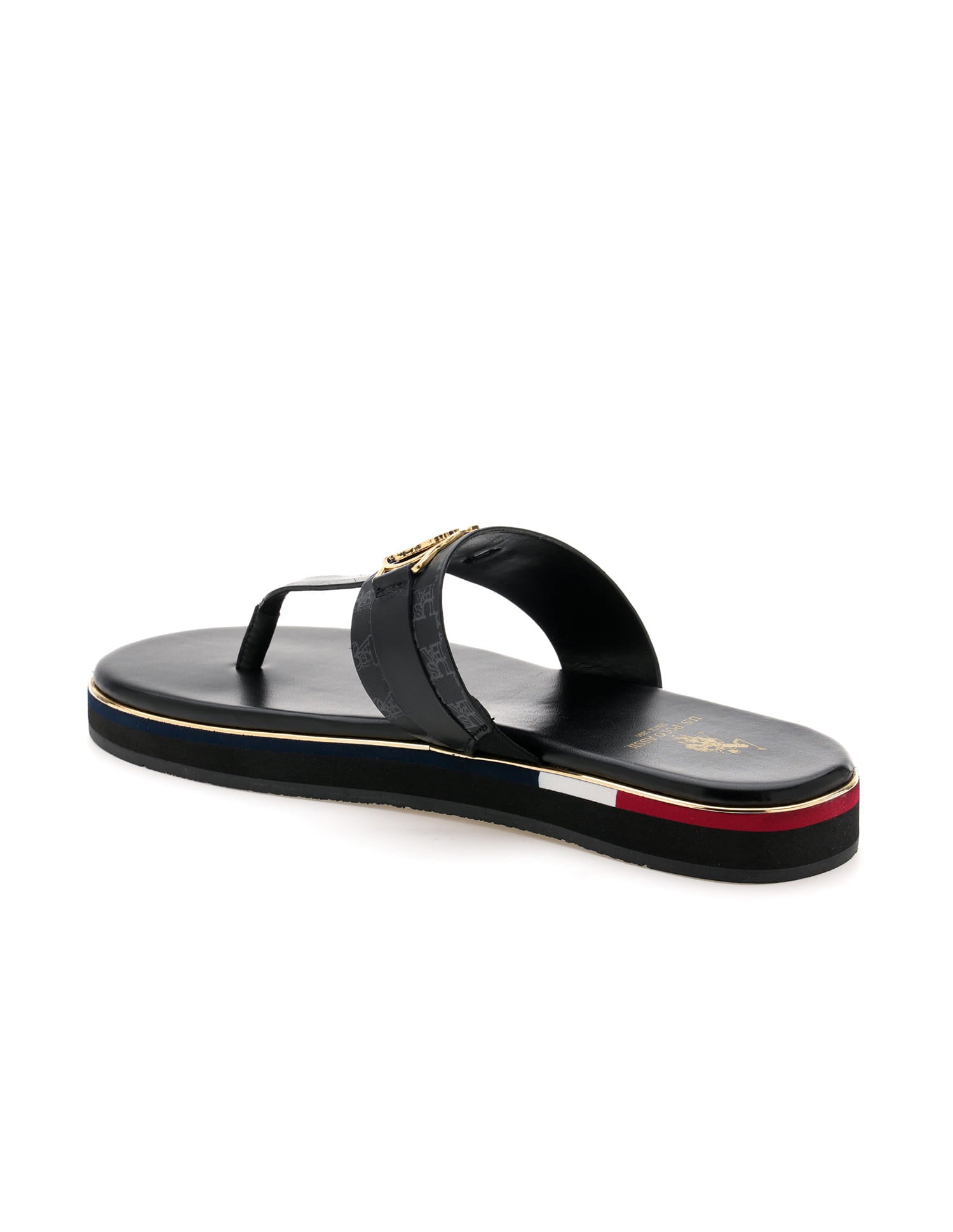 Women Abigail Flat Sandals Black - U.S. Polo Assn. India | Large