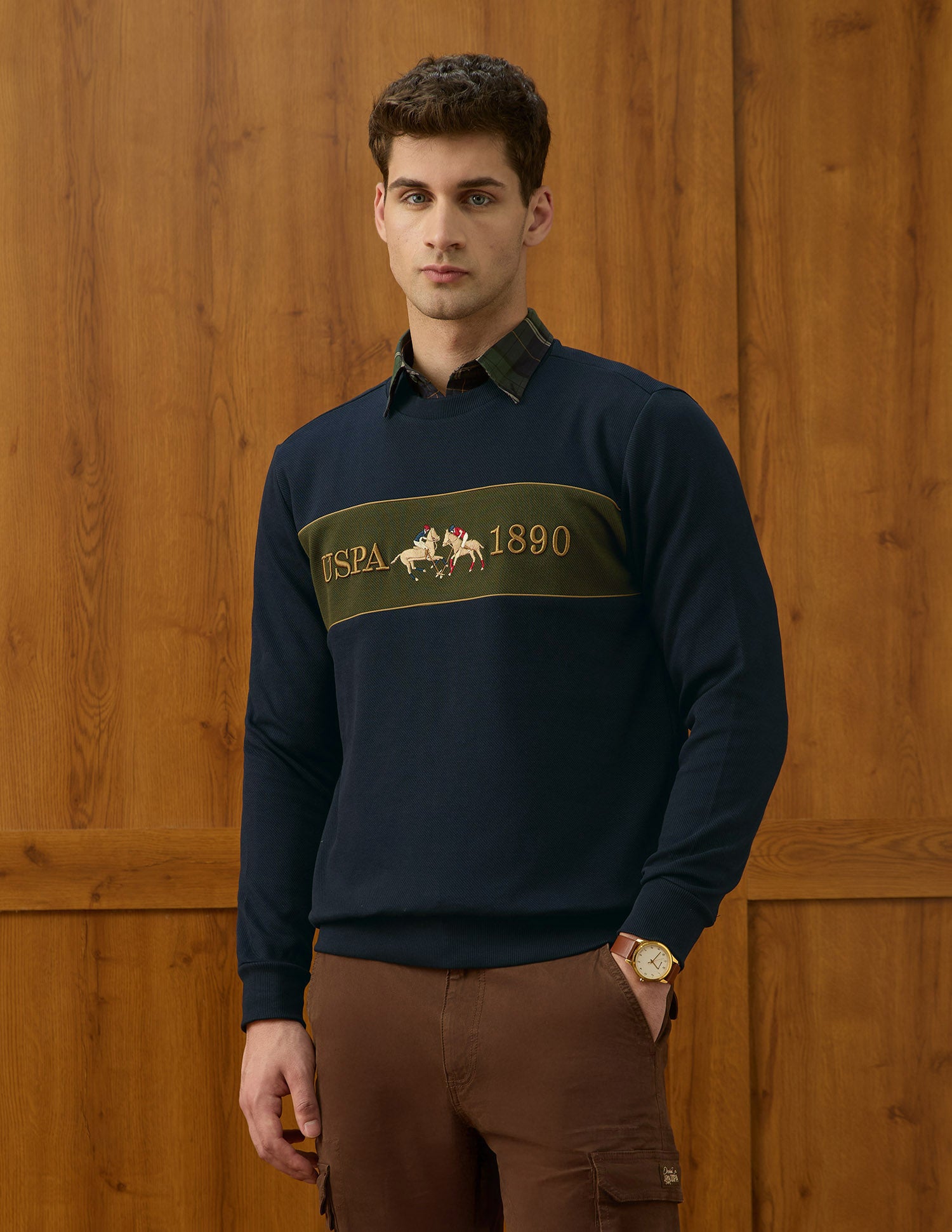 Brand Embroidered Varsity Theatre Sweatshirt Navy - U.S. POLO ASSN. | Large