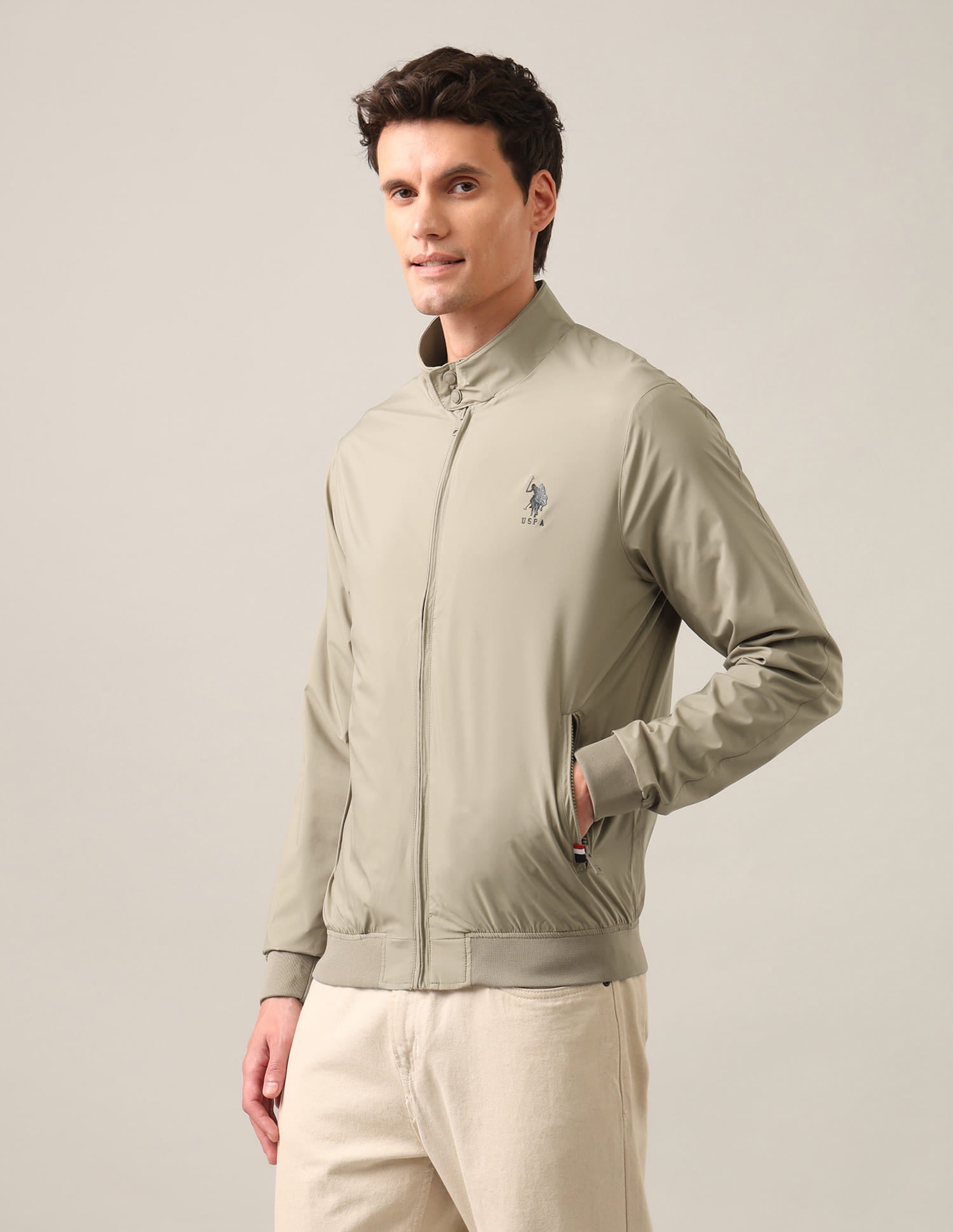 Packable Windcheater Jacket Khaki - U.S. Polo Assn. India | Large