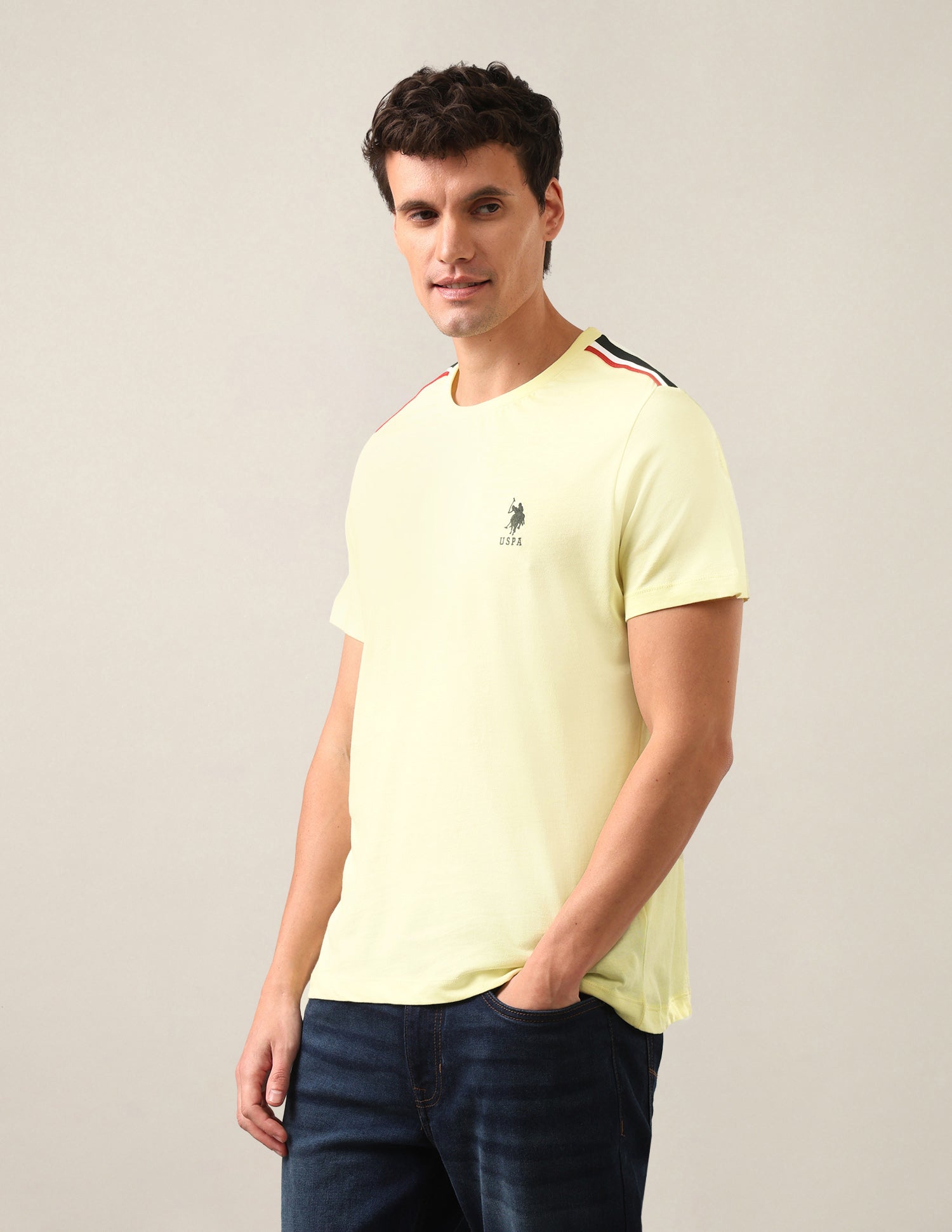 Solid Regular Fit T-Shirt Yellow - U.S. Polo Assn. India | Large