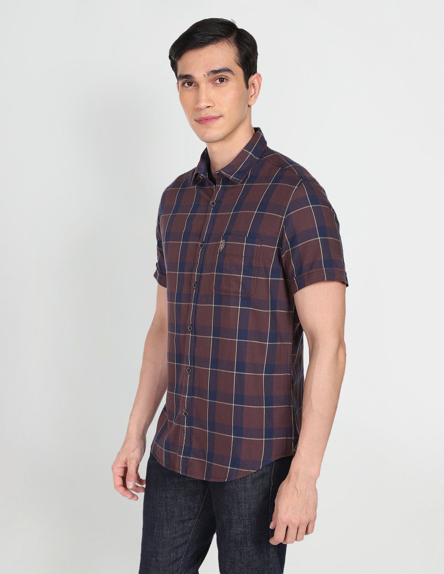 Cotton Plaid Check Twill Casual Shirt Rust - U.S. Polo Assn. India | Large