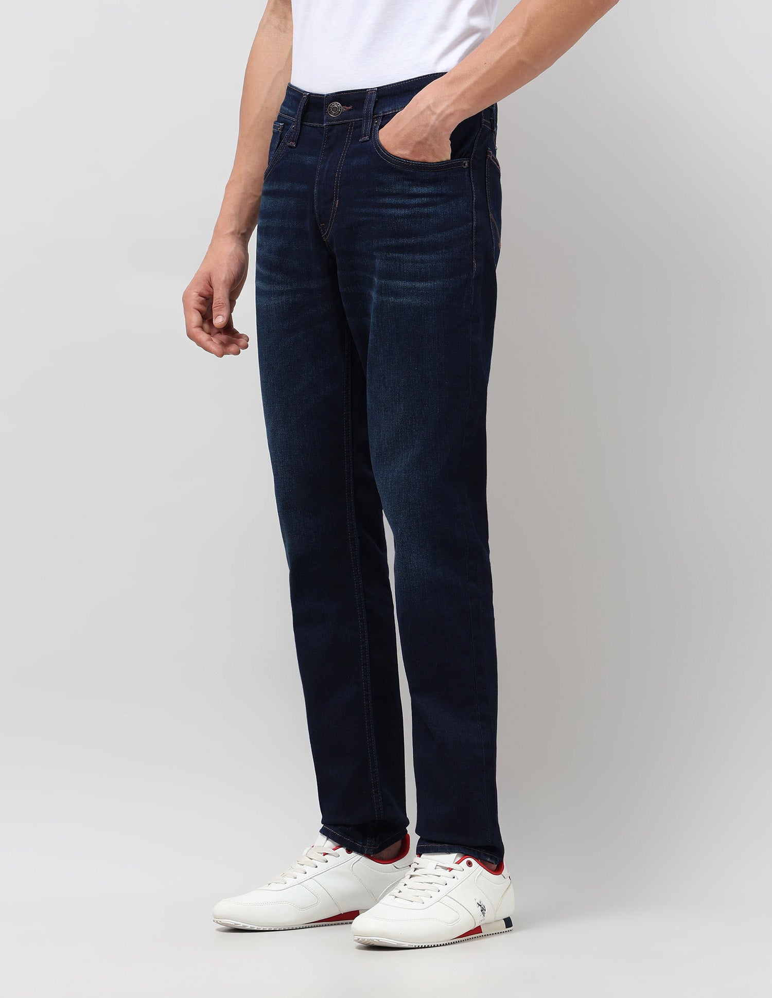 Brandon Slim Tapered Fit Blue Jeans Dark Blue - U.S. POLO ASSN. | Large