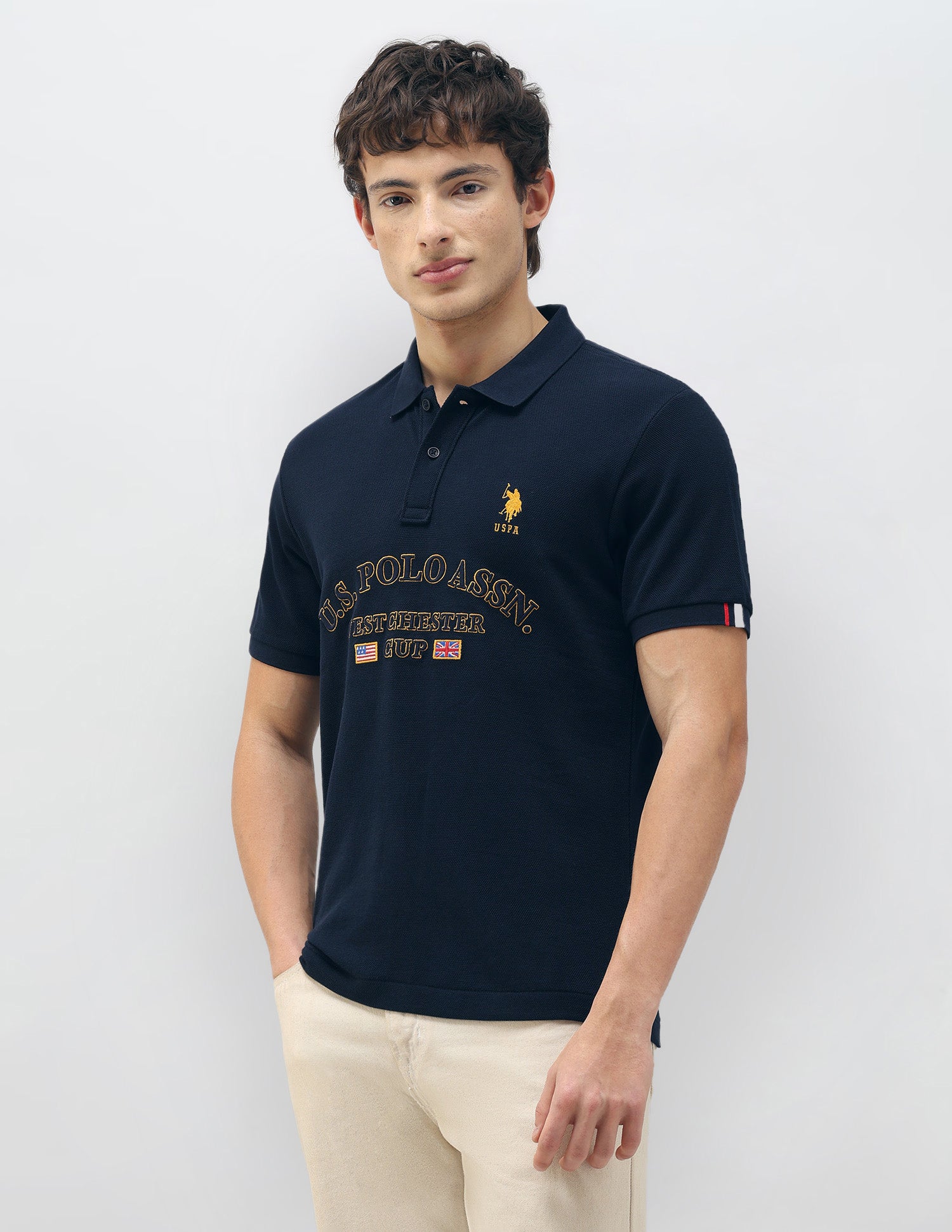 New Port Marina Brand Embroidered Polo Shirt Navy - U.S. Polo Assn. India | Large