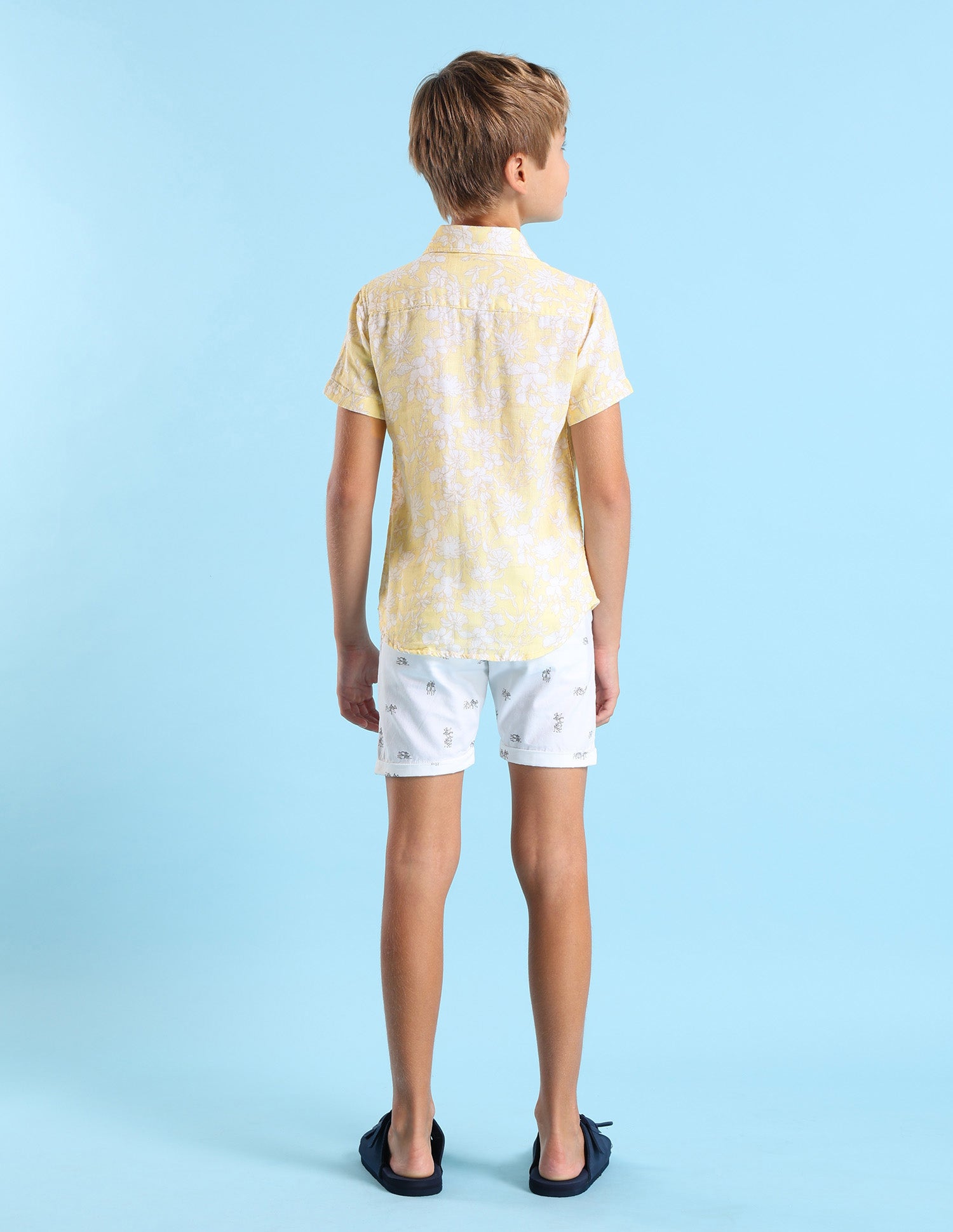 Boys Floral Printed Pure Cotton Shirt Yellow - U.S. POLO ASSN. | Large