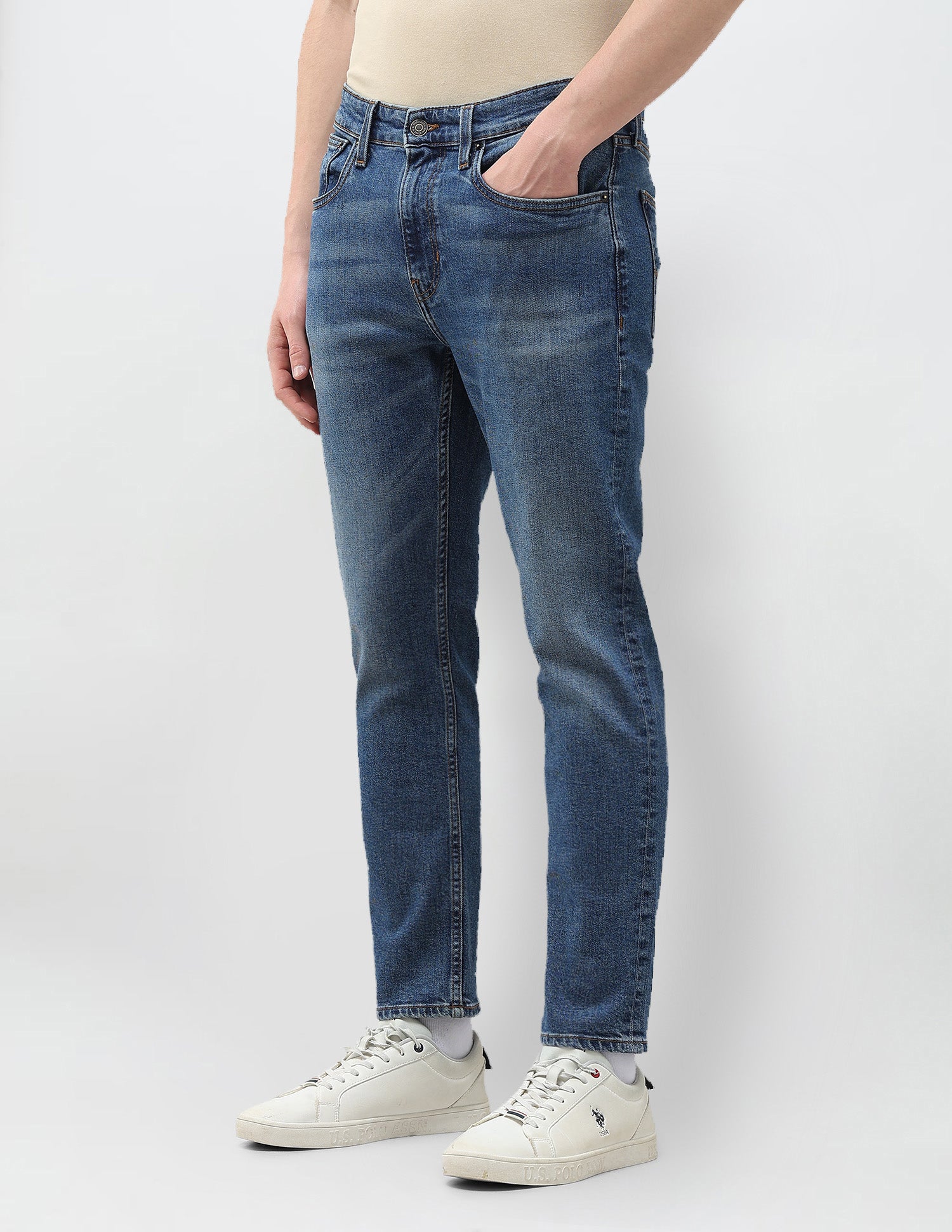 Cole Comfort Cropped Fit Blue Jeans Light Blue - U.S. Polo Assn. India | Large