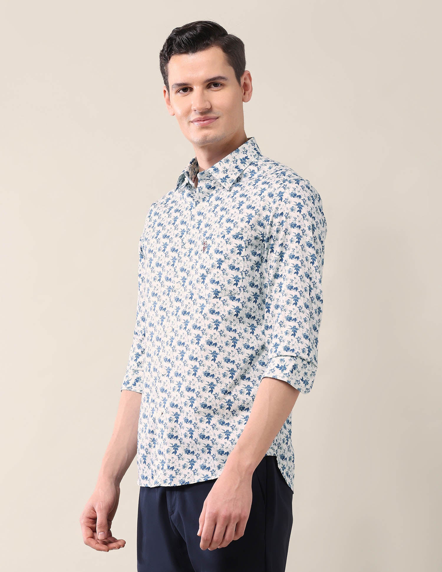 Floral Tailored Fit Shirt Blue - U.S. POLO ASSN. | Large