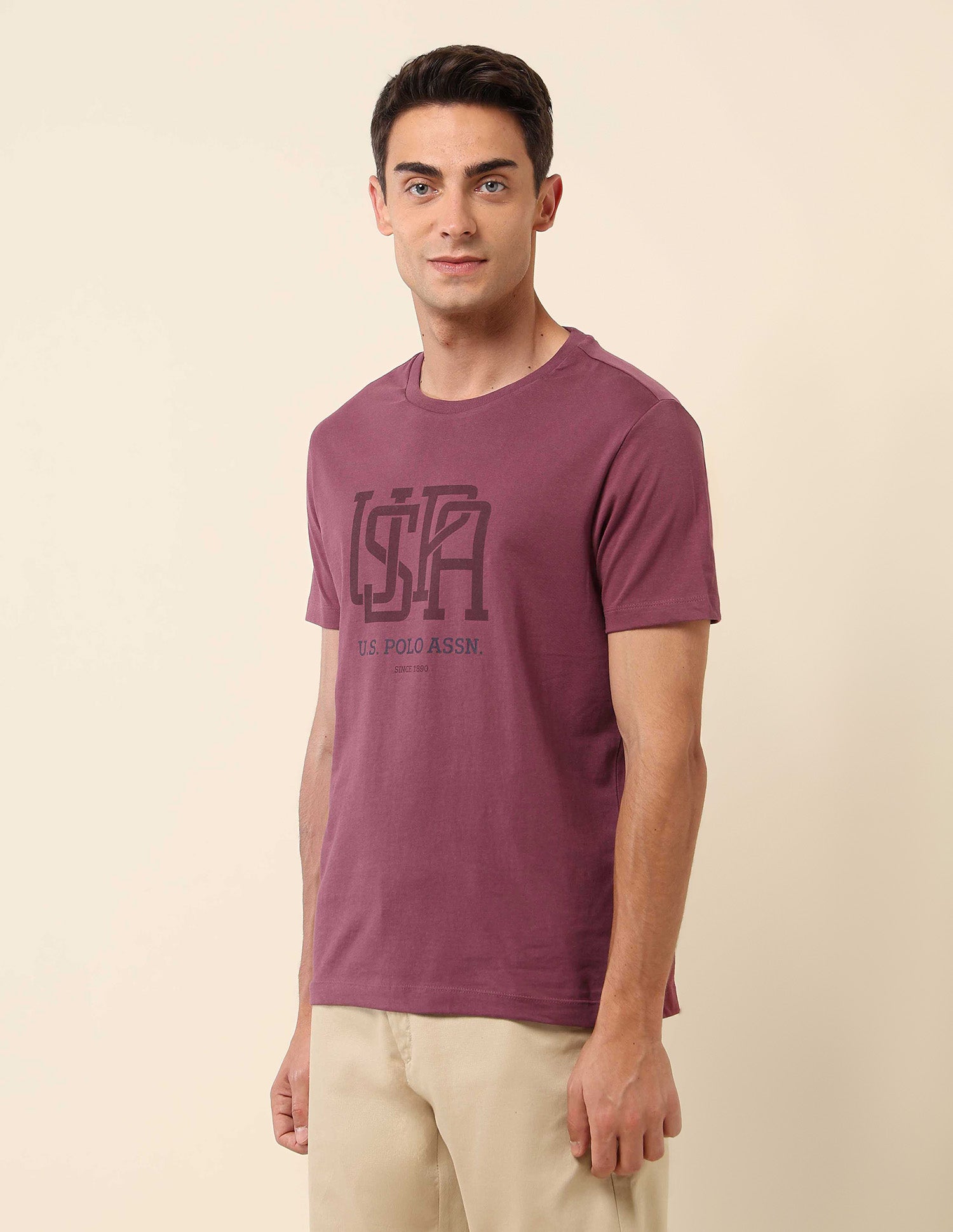Brand Printed Slim Fit T- Shirt Purple - U.S. POLO ASSN. | Large