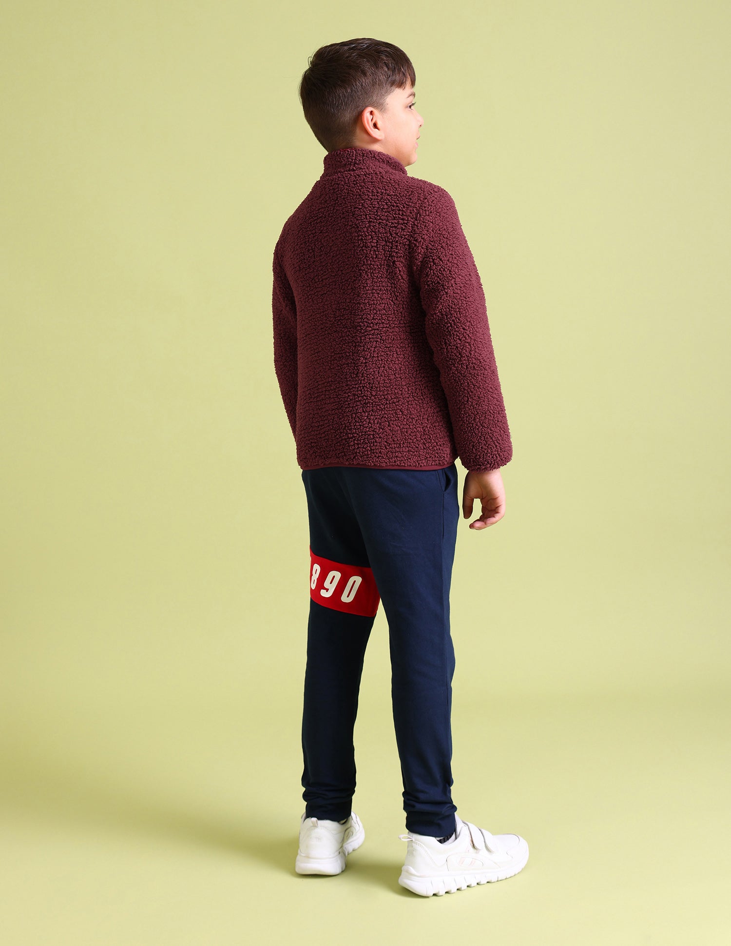 Boys Maroon Solid Sherpa Knit Jacket Maroon - U.S. POLO ASSN. | Large