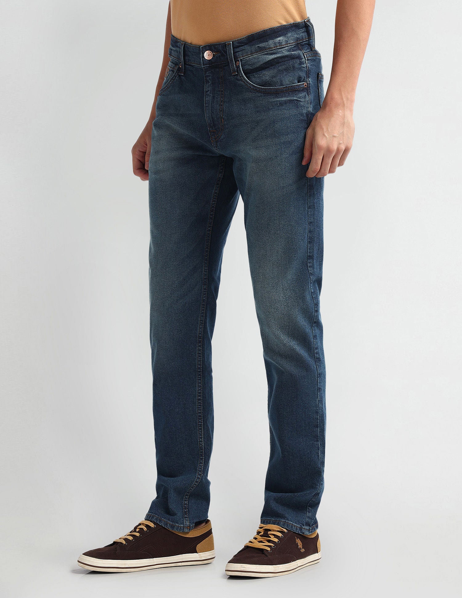 Brandon Slim Tapered Fit Blue Jeans Dark Blue - U.S. Polo Assn. India | Large