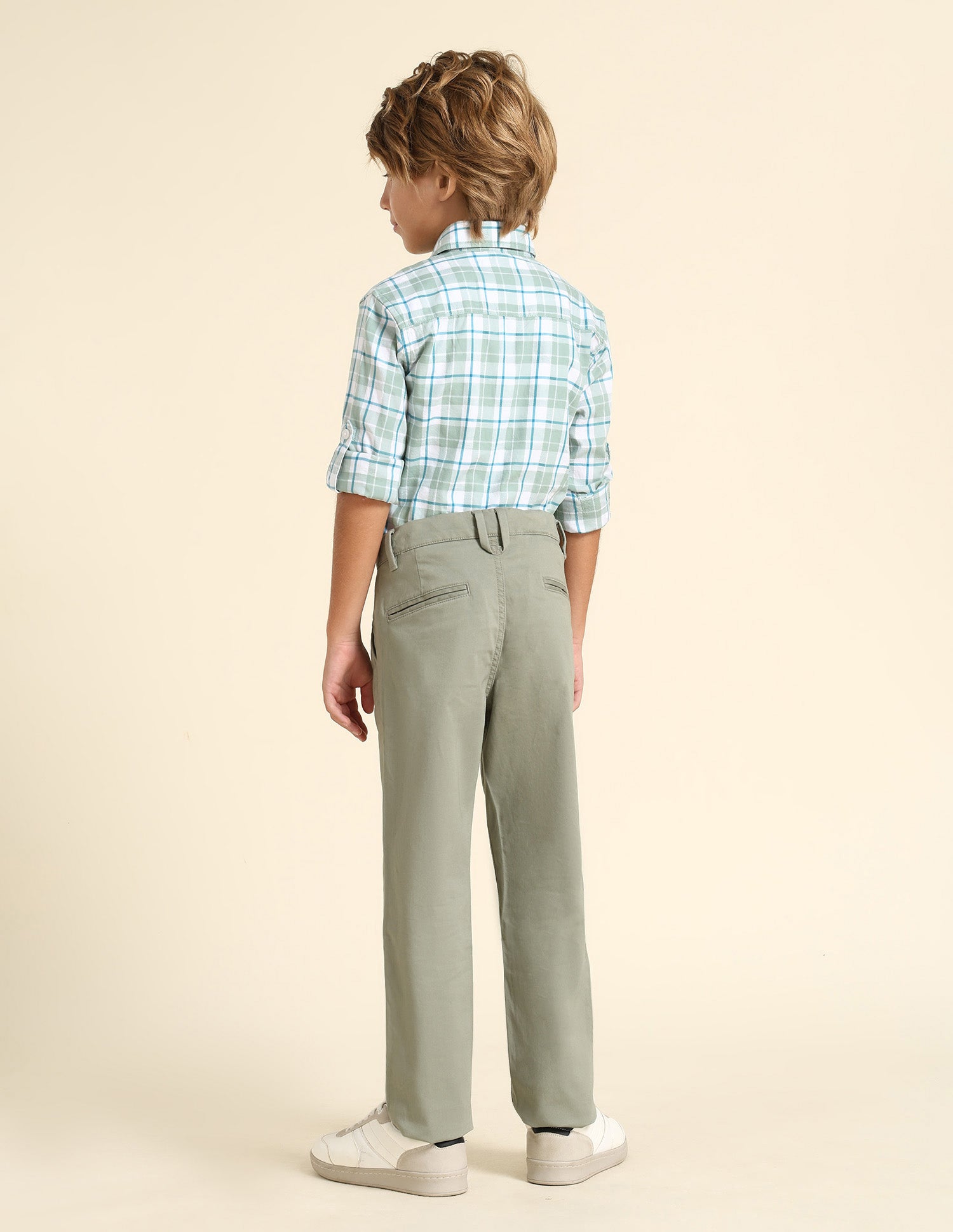 Boys Slim Fit Solid Trousers Mint - U.S. POLO ASSN. | Large