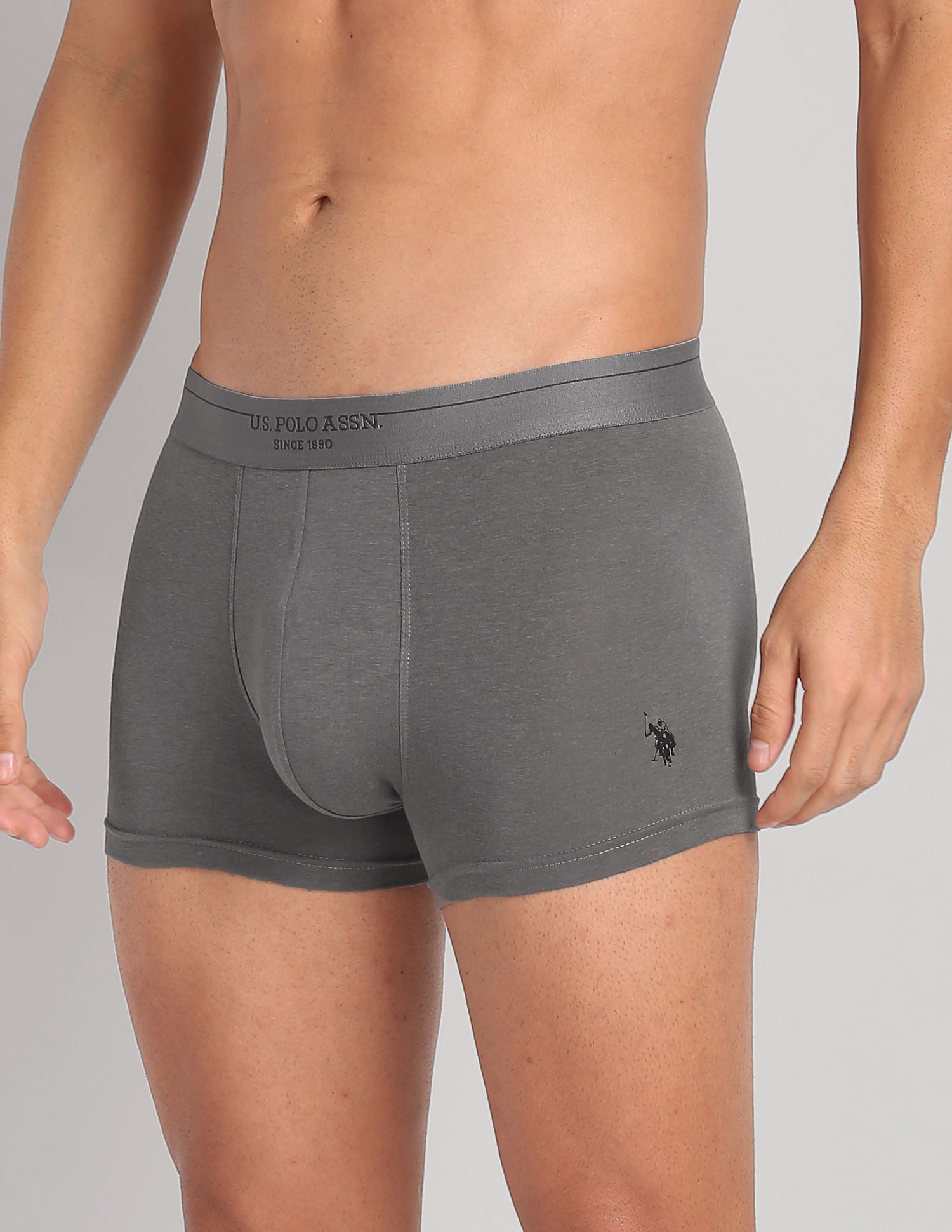 Modal Cotton Stretch Antibacterial PT003 Premium Trunks - Pack Of 1 Light Grey - U.S. POLO ASSN. | Large