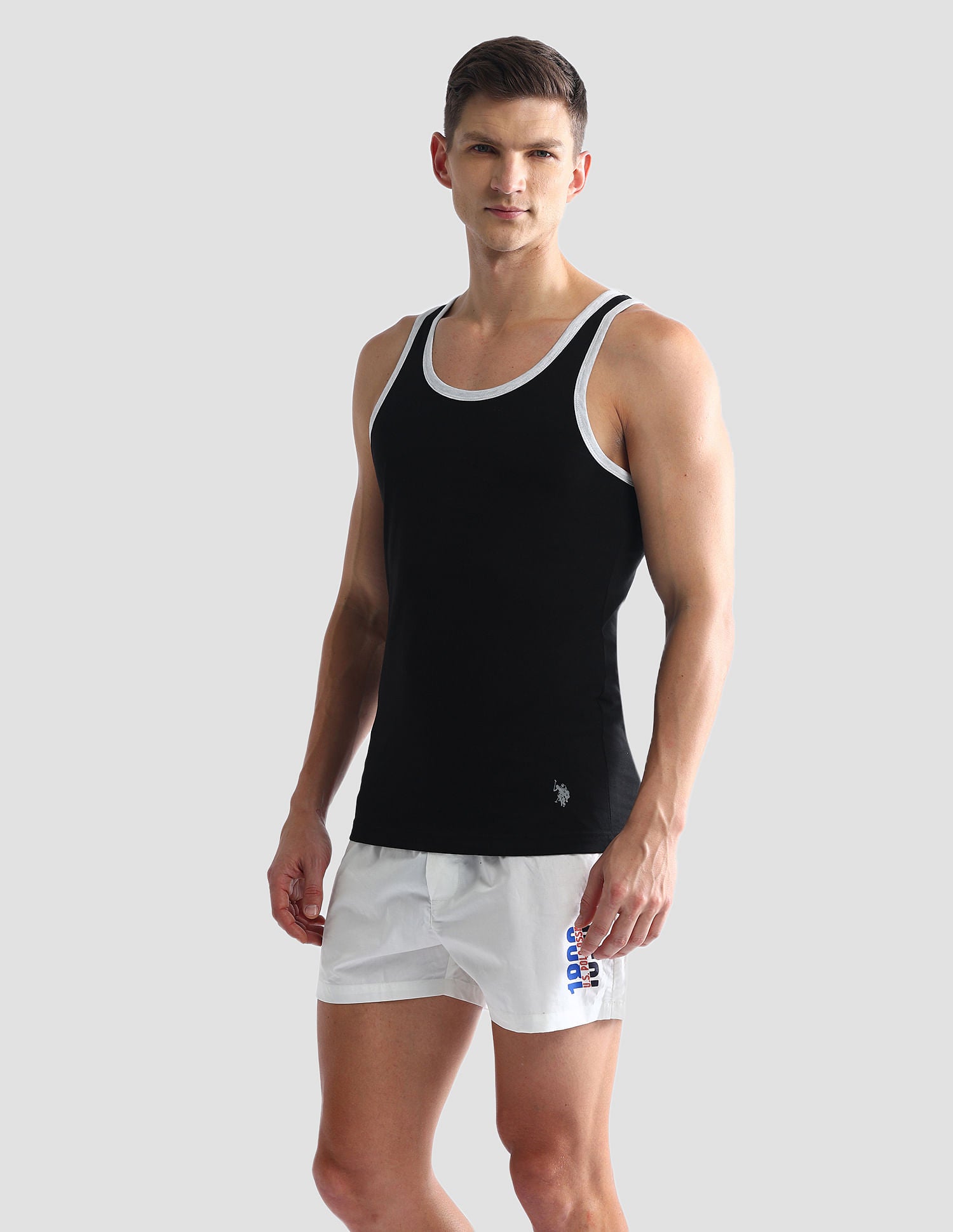 Contrast Binding Cotton OEV01 Vest - Pack Of 1 Black - U.S. POLO ASSN. | Large