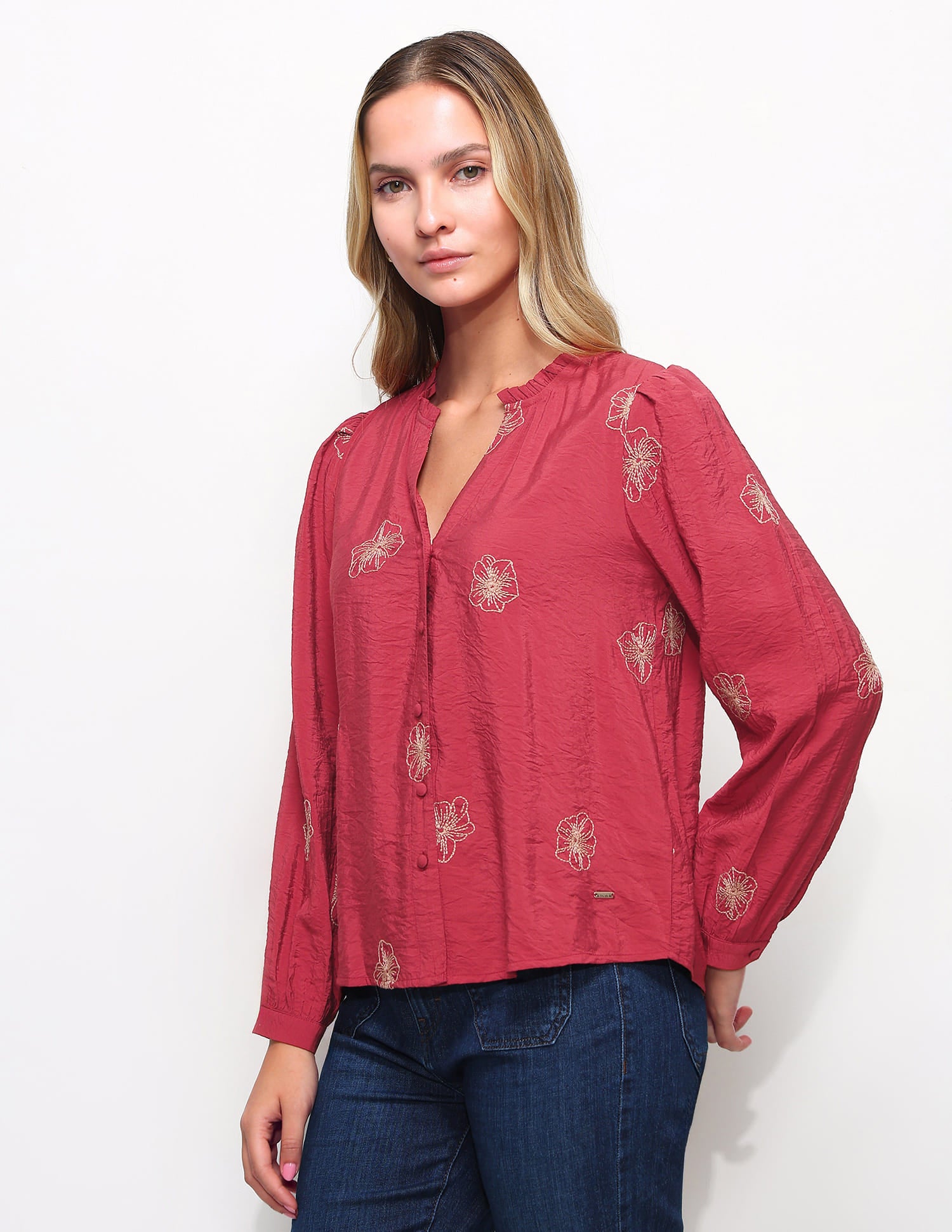 Floral Embroidered Top Red - U.S. Polo Assn. India | Large