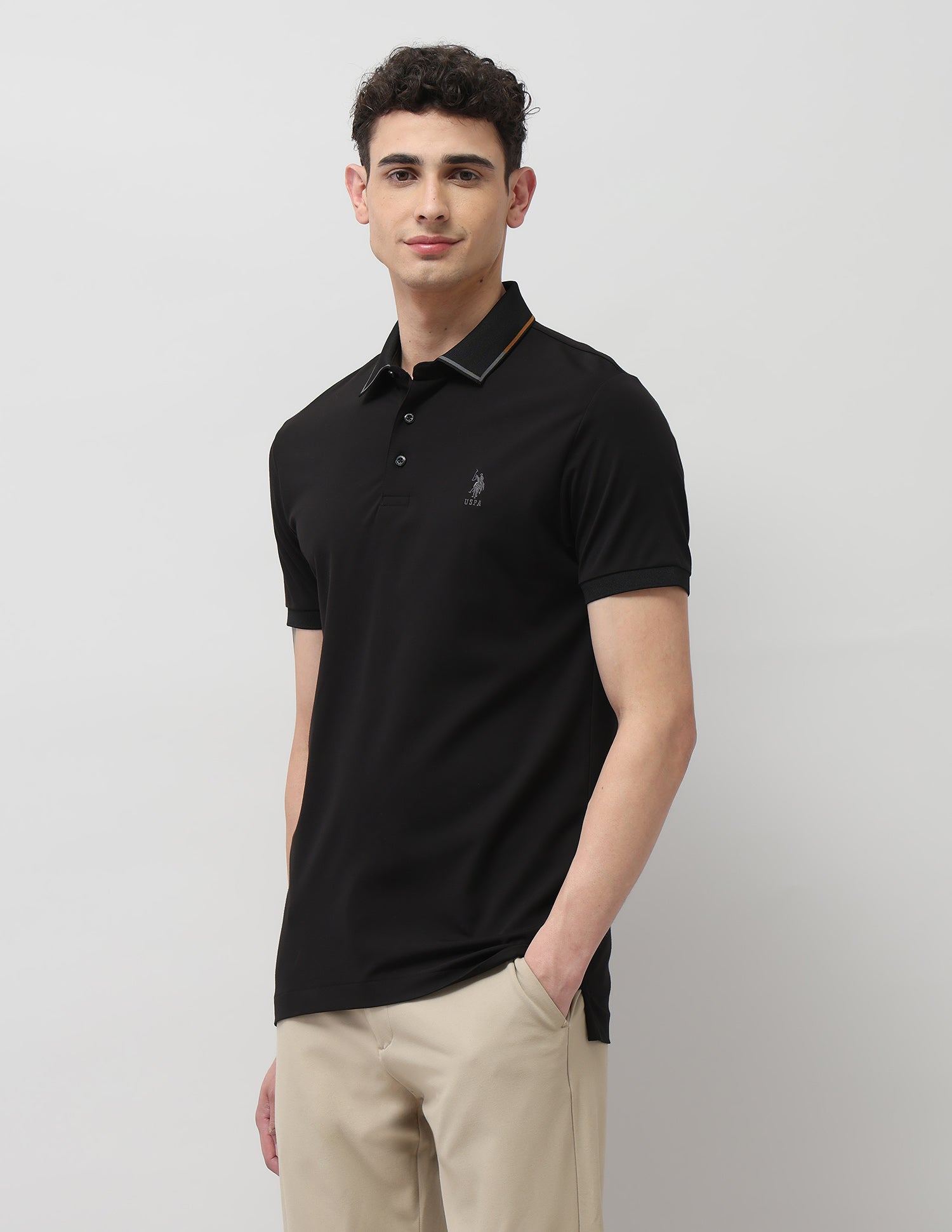 Regular Fit Solid Polo Shirt Black - U.S. POLO ASSN. | Large