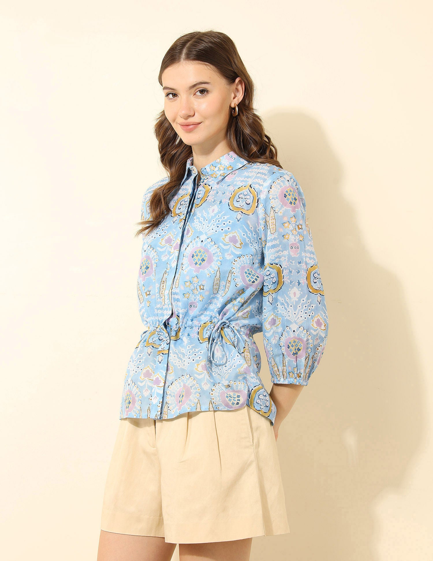 Cinched Wasit Floral Printed Shirt Multi-colour - U.S. Polo Assn. India | Large