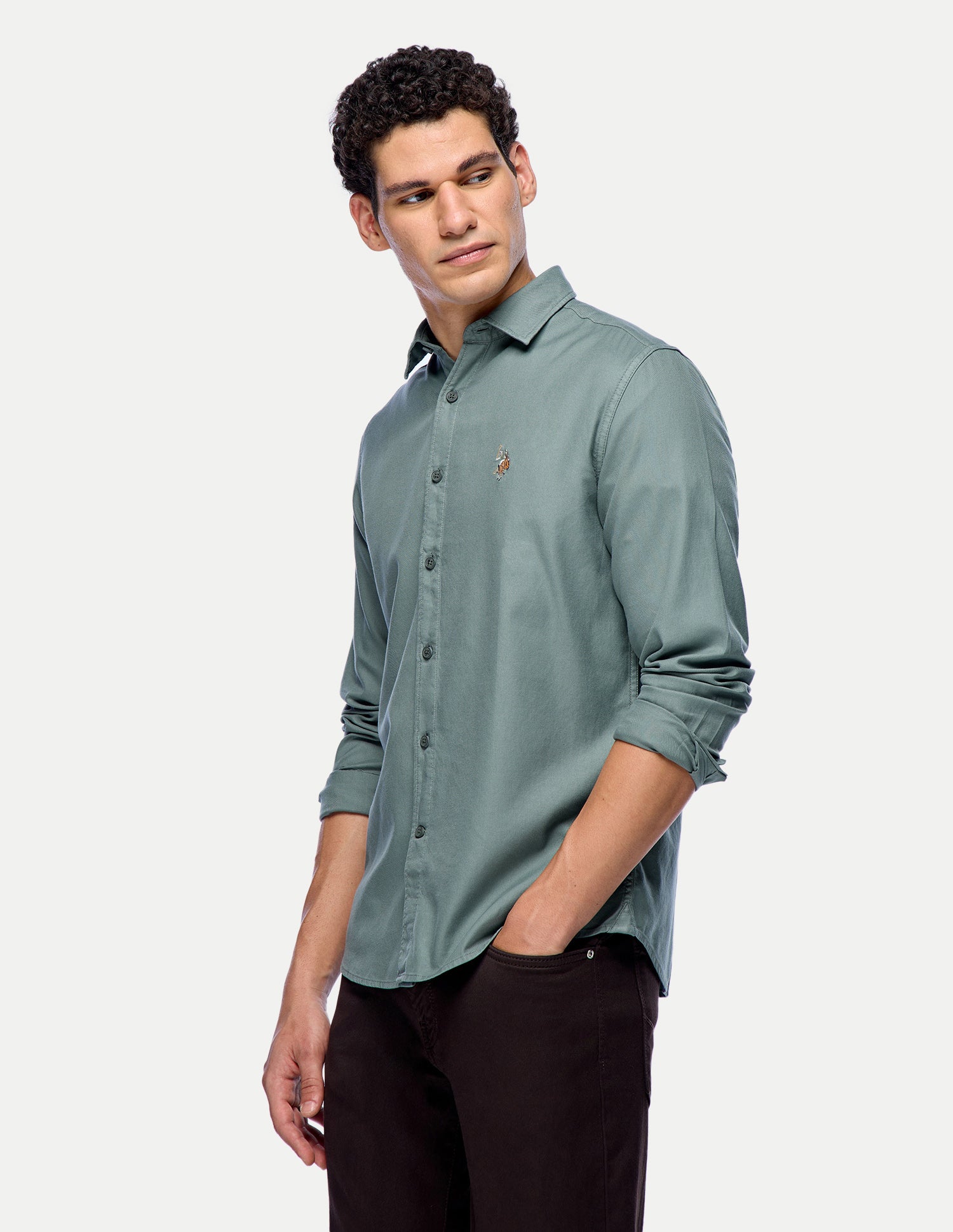 Solid Twill Shirt Green - U.S. Polo Assn. India | Large