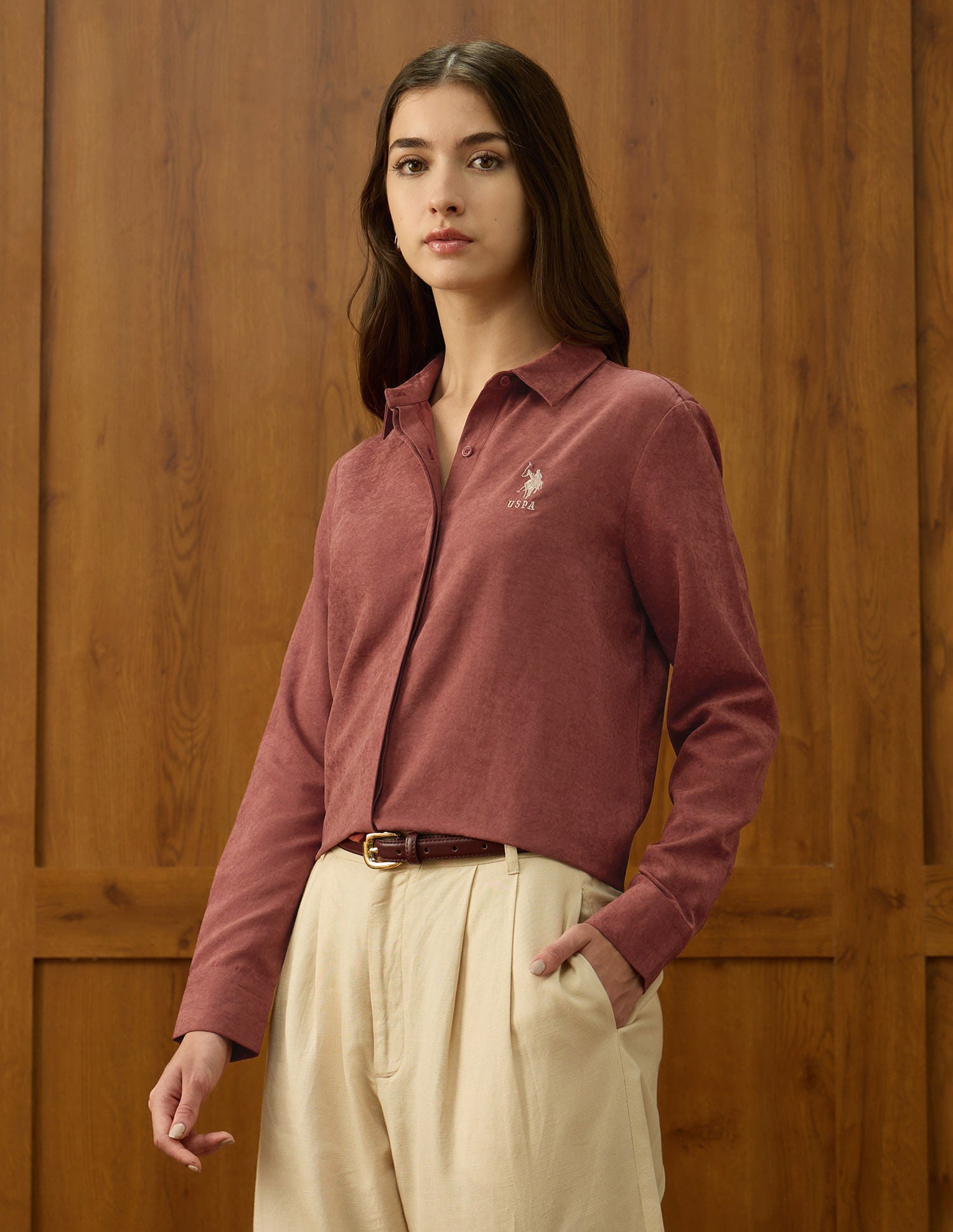 Regular Fit Solid Shirt Purple - U.S. POLO ASSN. | Large