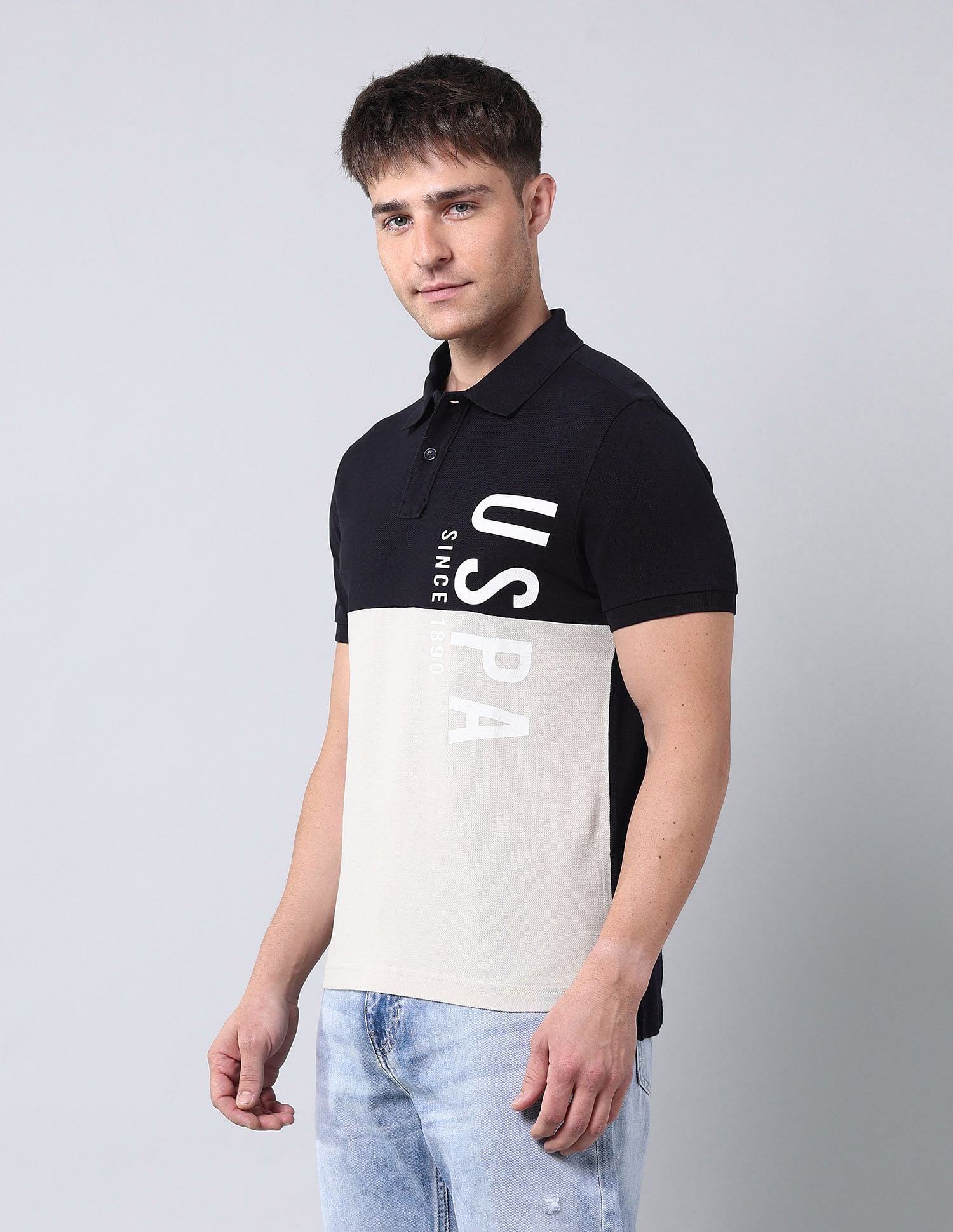 Cut & Sew Muscle Fit Polo Shirt Navy - U.S. POLO ASSN. | Large