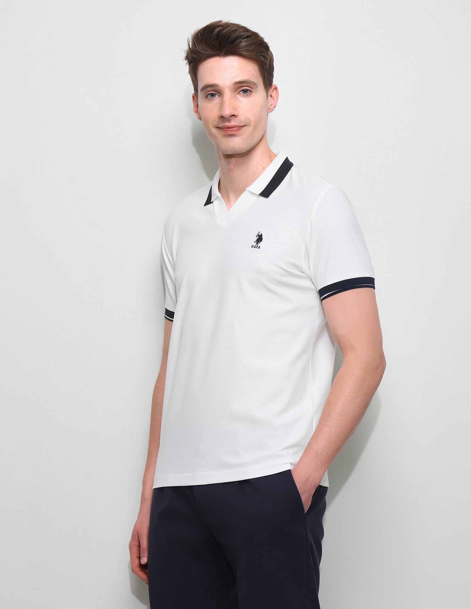 Solid Slim Fit Polo Shirt White - U.S. Polo Assn. India | Large
