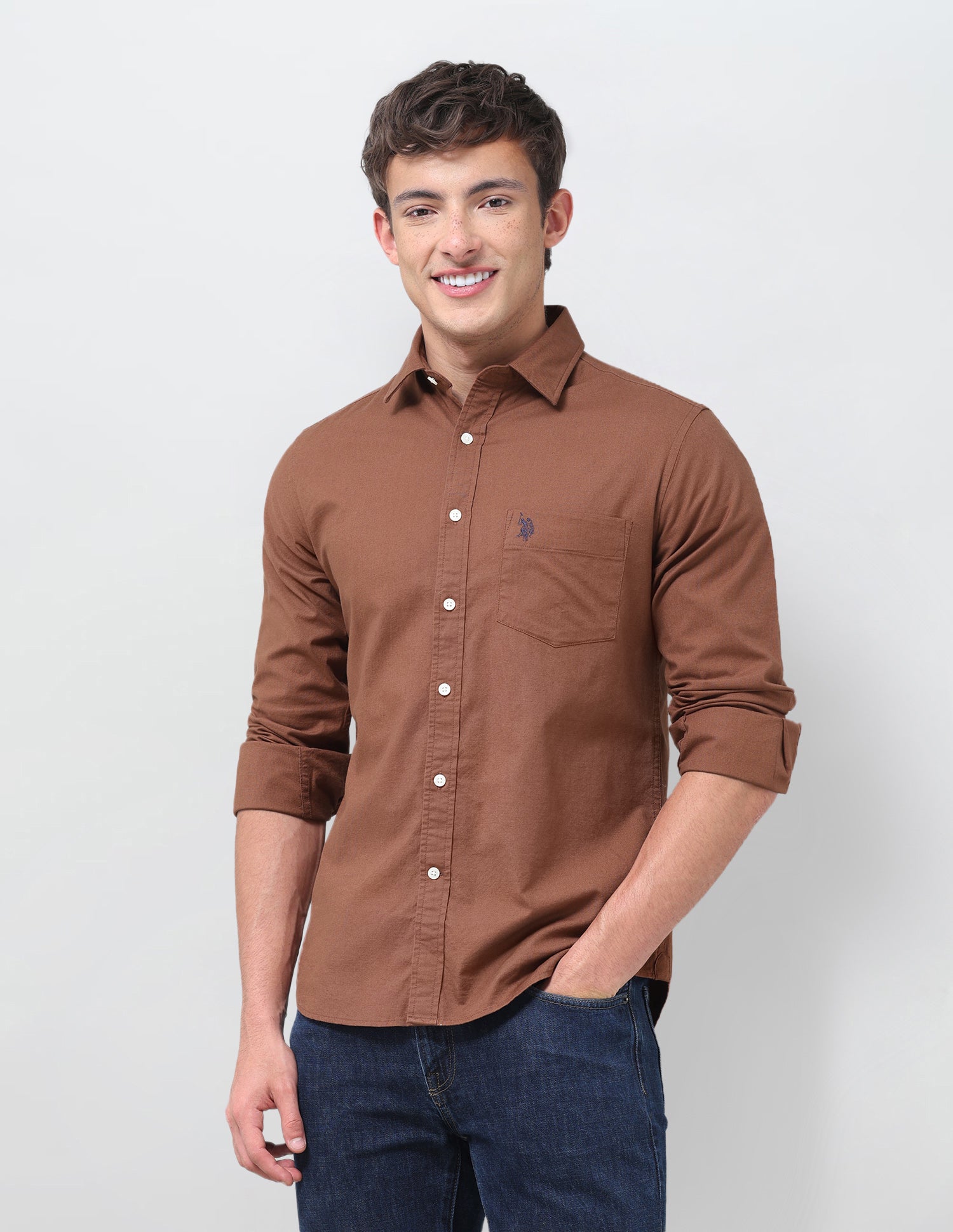 Tailored Fit Oxford Shirt Rust - U.S. Polo Assn. India | Large