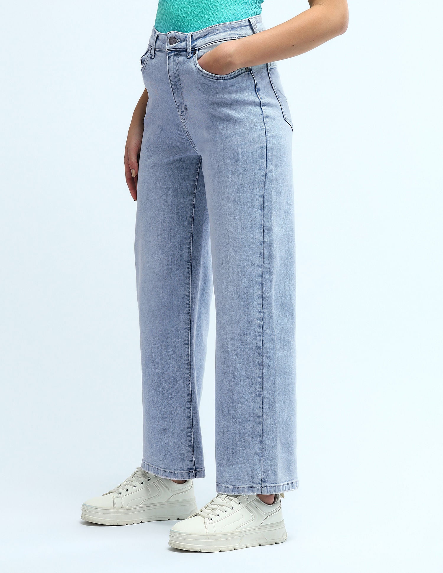 High Rise Wide Leg Jeans Blue - U.S. Polo Assn. India | Large