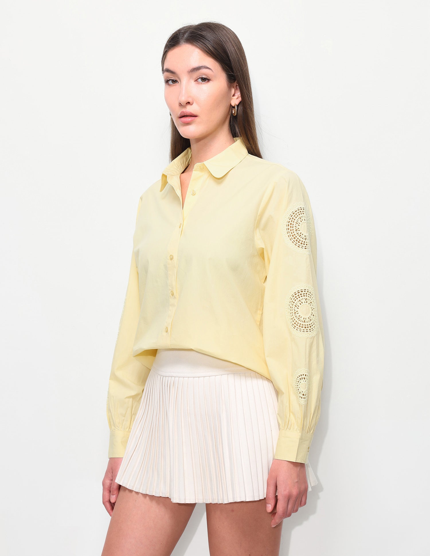 Crochet Solid Relaxed Fit Shirt Light Yellow - U.S. Polo Assn. India | Large
