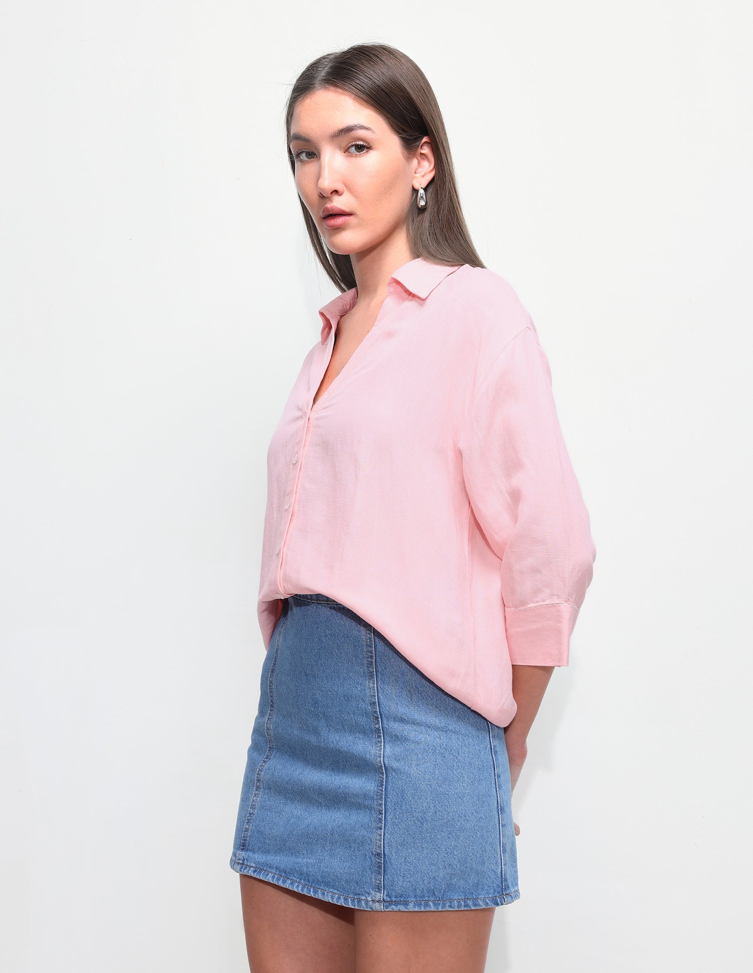 Solid Relaxed Fit Drop Shoulder Shirt Pink - U.S. Polo Assn. India | Large
