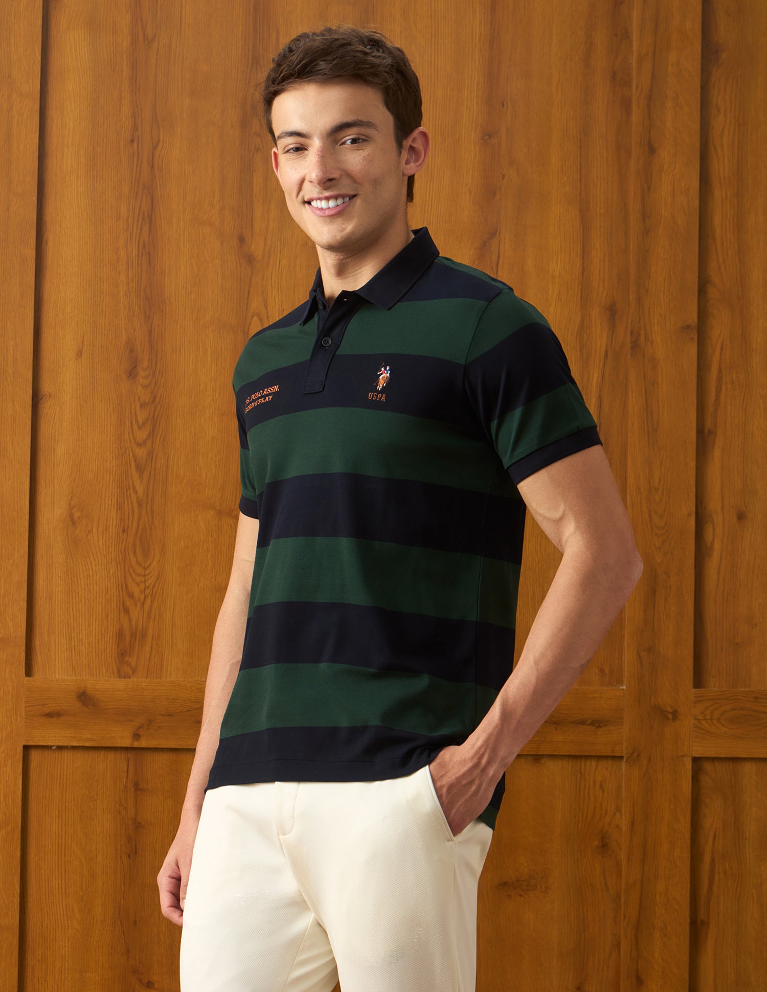 Horizontal Striped Slim Fit Polo Shirt Navy - U.S. Polo Assn. India | Large