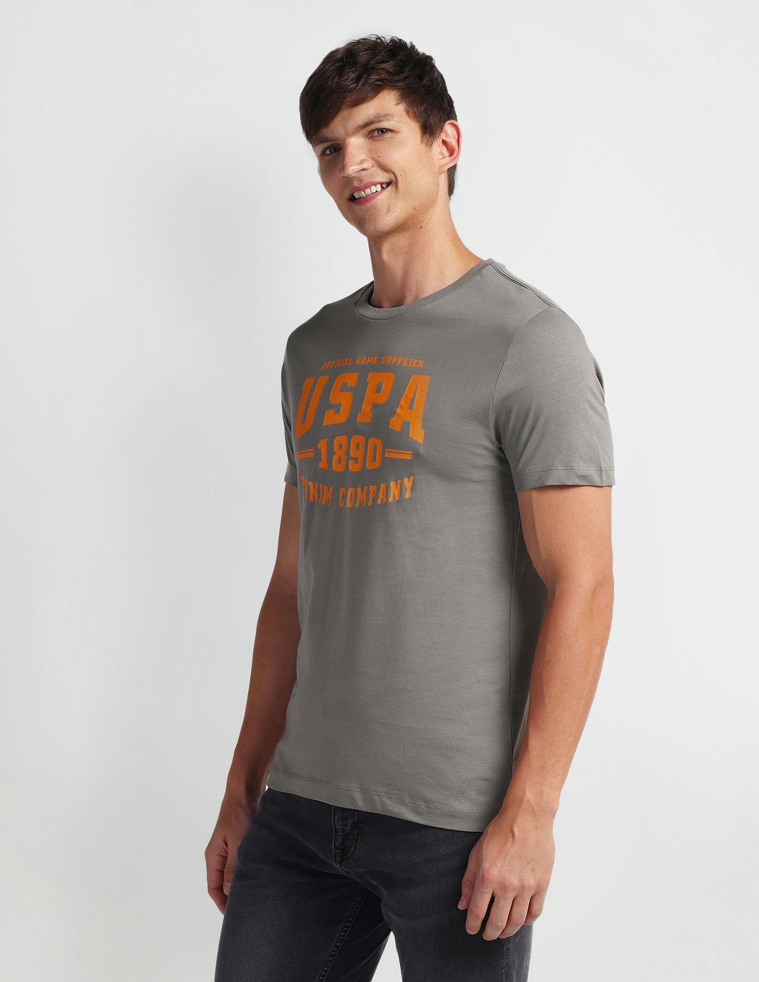 Brand Print Muscle Fit T-Shirt Dark Grey - U.S. POLO ASSN. | Large