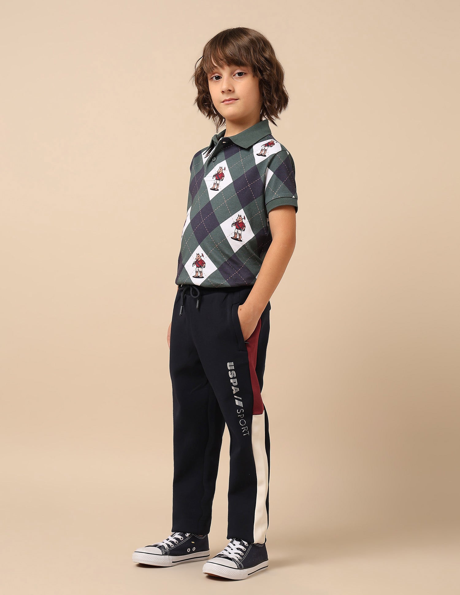 Boys Regular Fit Mini Me Track Pants Navy - U.S. POLO ASSN. | Large