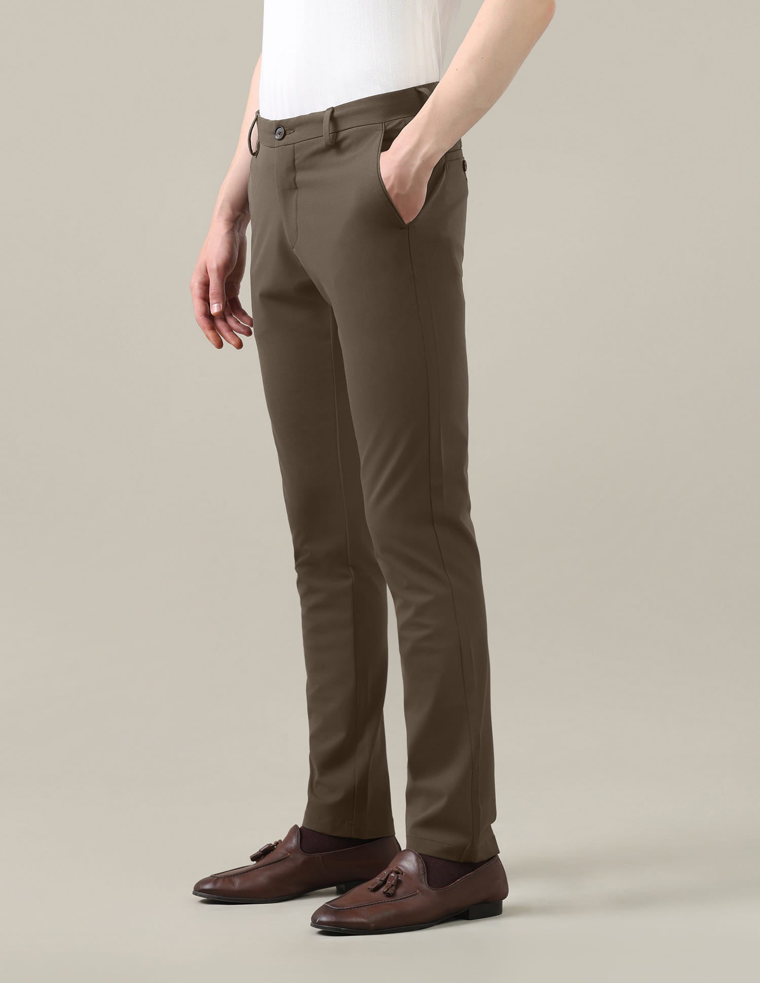 Satin Austin Slim Fit Trousers Brown - U.S. Polo Assn. India | Large