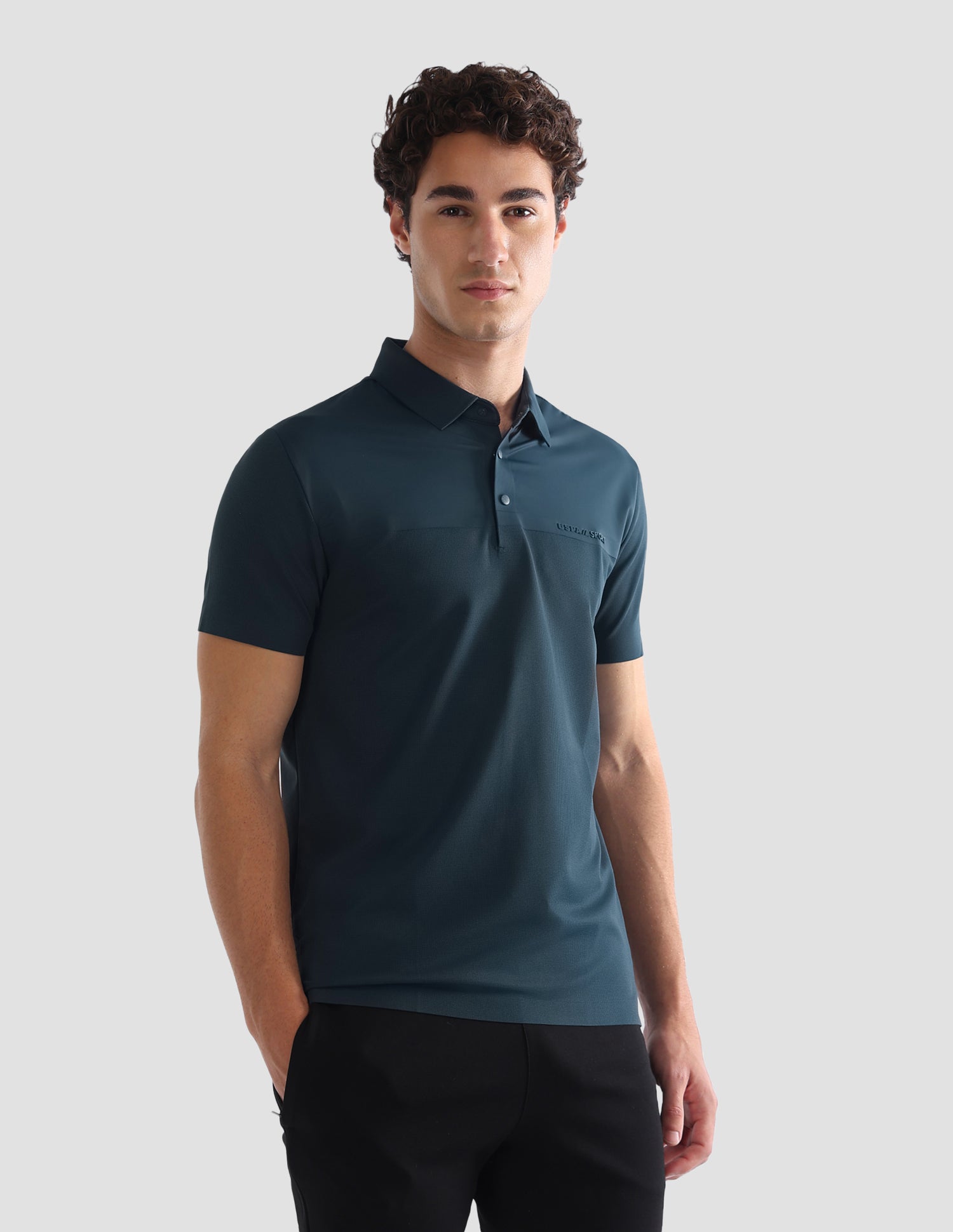 Solid Slim Fit Active Polo Shirt Teal - U.S. Polo Assn. India | Large