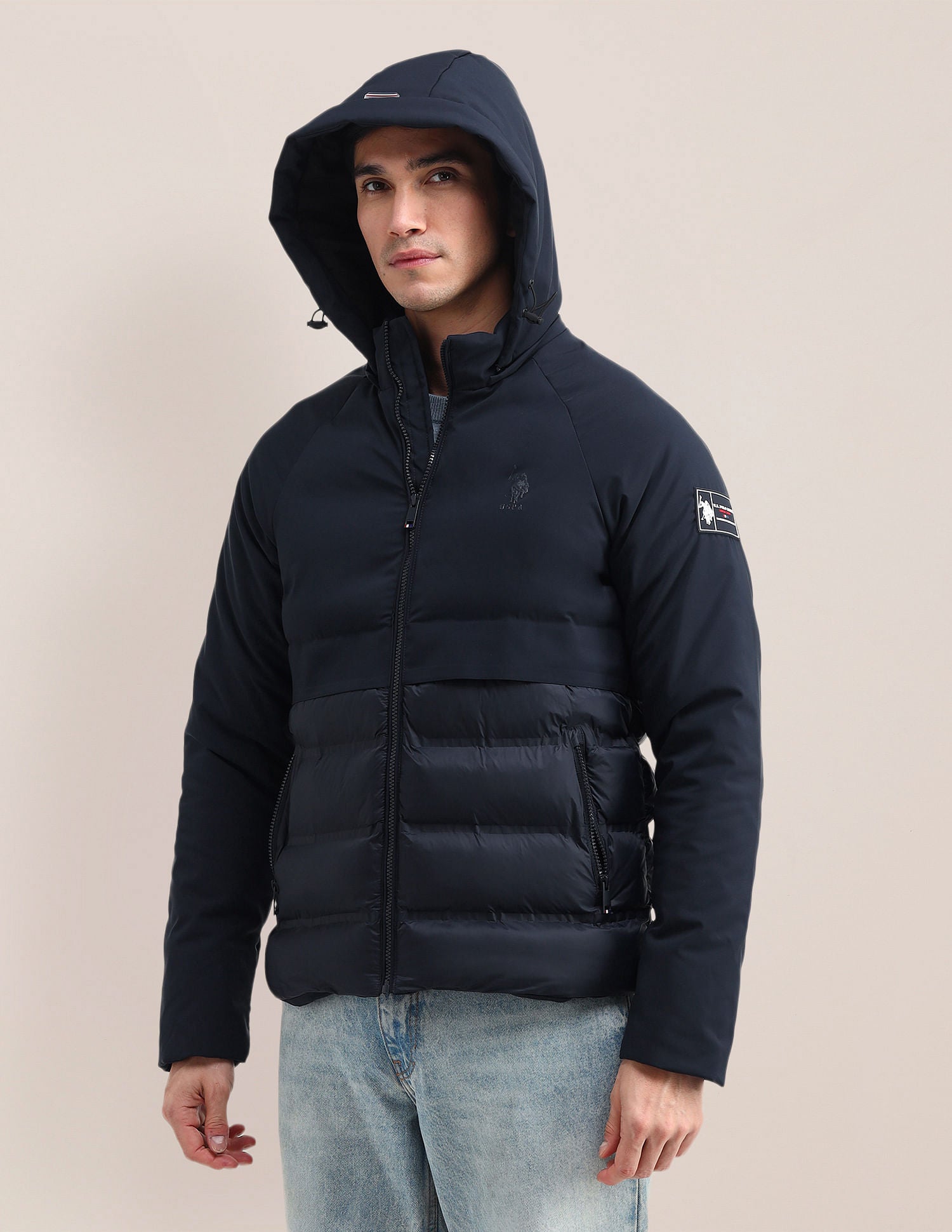 Solid Hooded Puffer Jacket Dark Navy - U.S. POLO ASSN. | Large