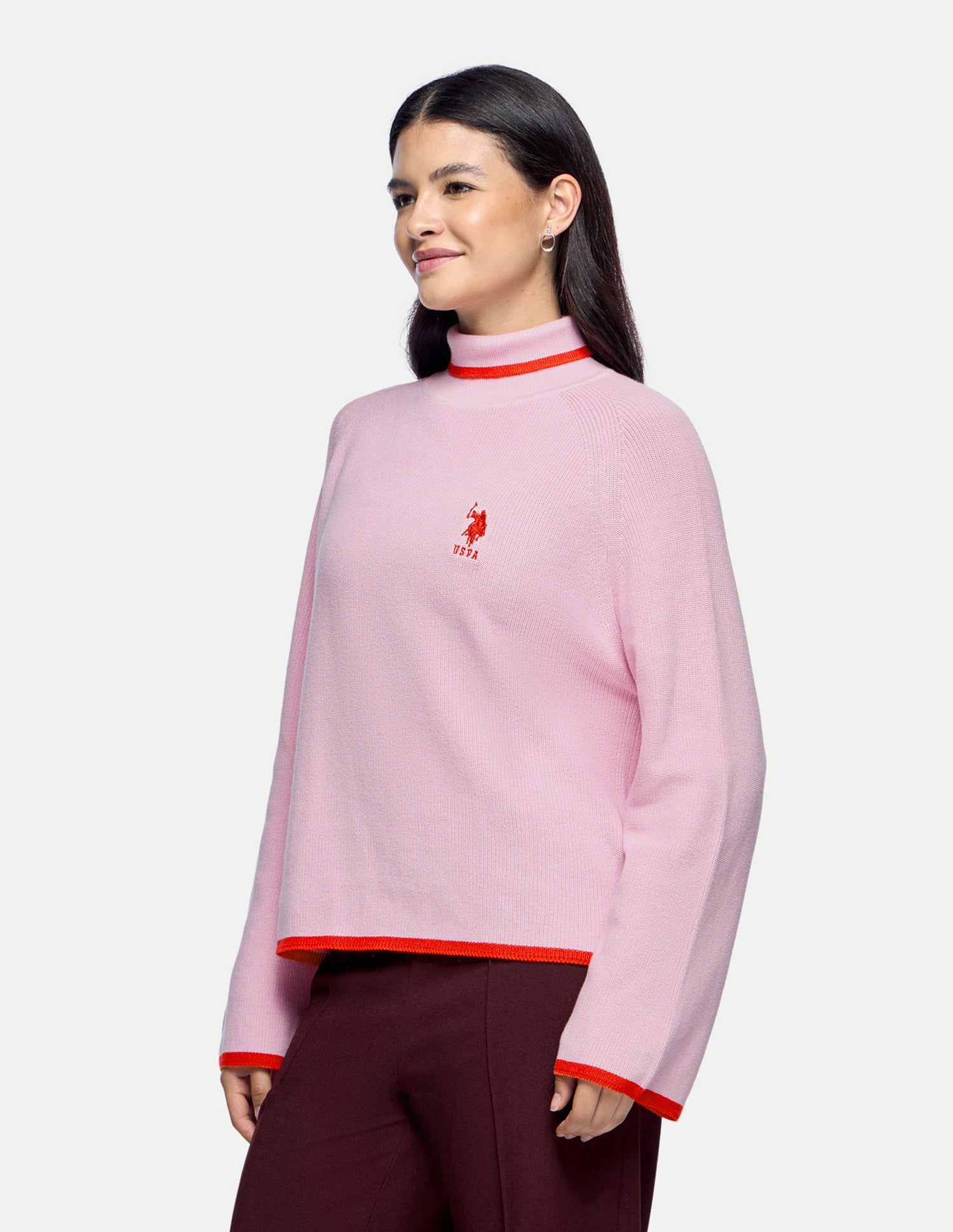 Solid Relaxed Fit Sweater Light Pink - U.S. Polo Assn. India | Large