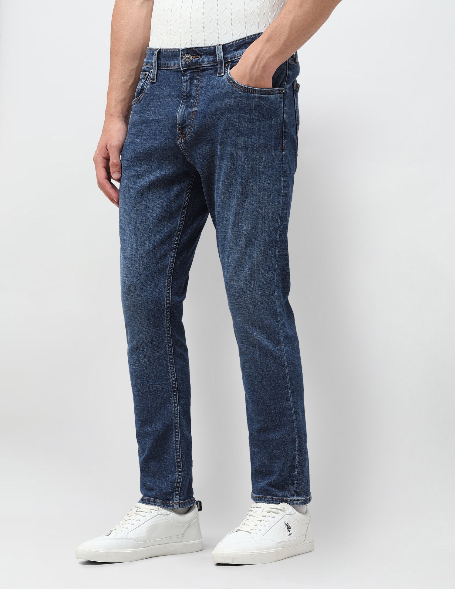 Henry Tapered Cropped Fit Blue Jeans Dark Blue - U.S. Polo Assn. India | Large